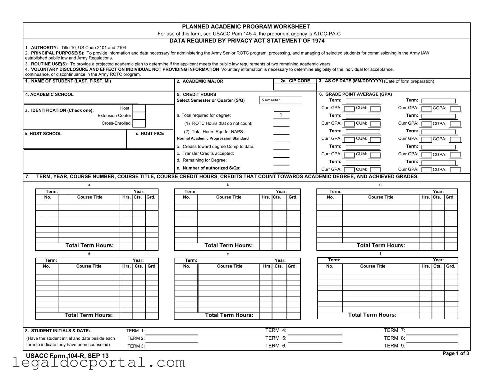 Printable 104 R Form