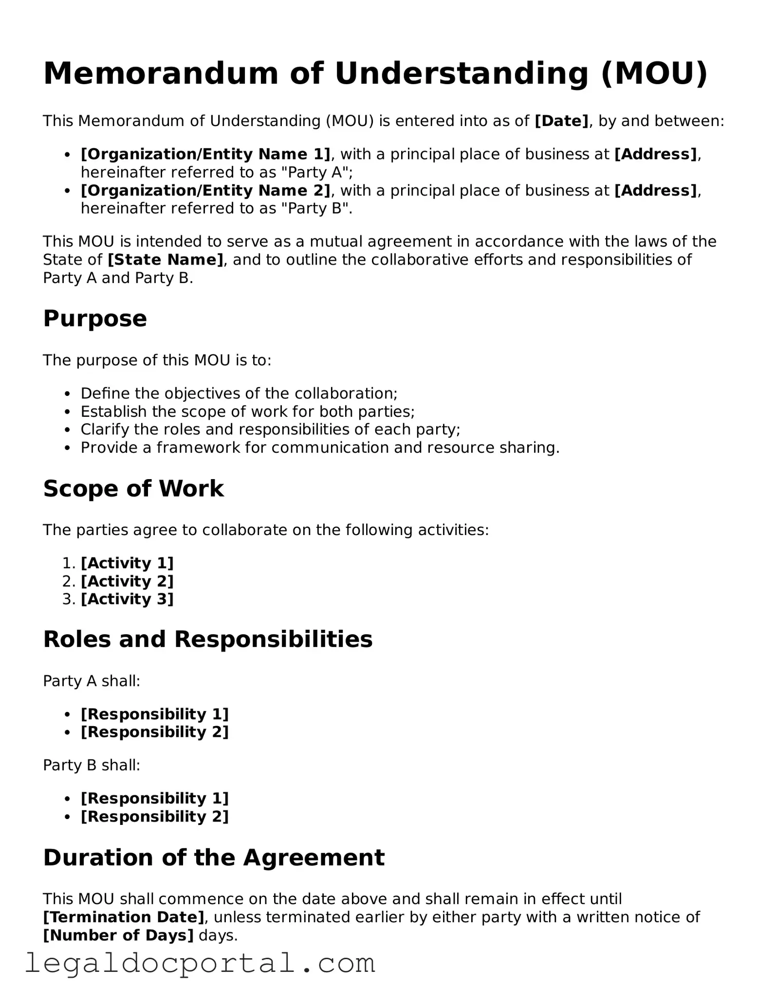 Official Memorandum of Understanding Document