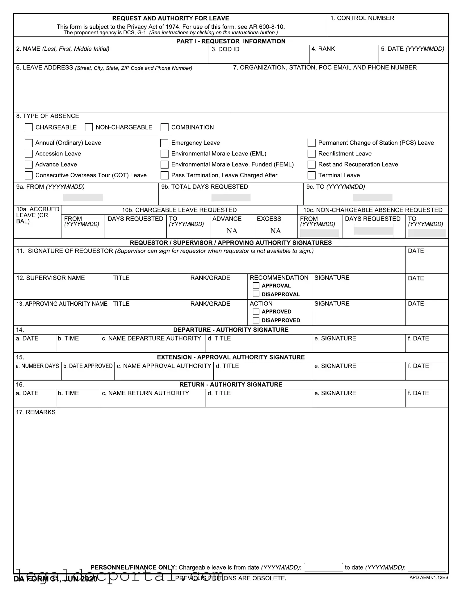Printable Da 31 Form