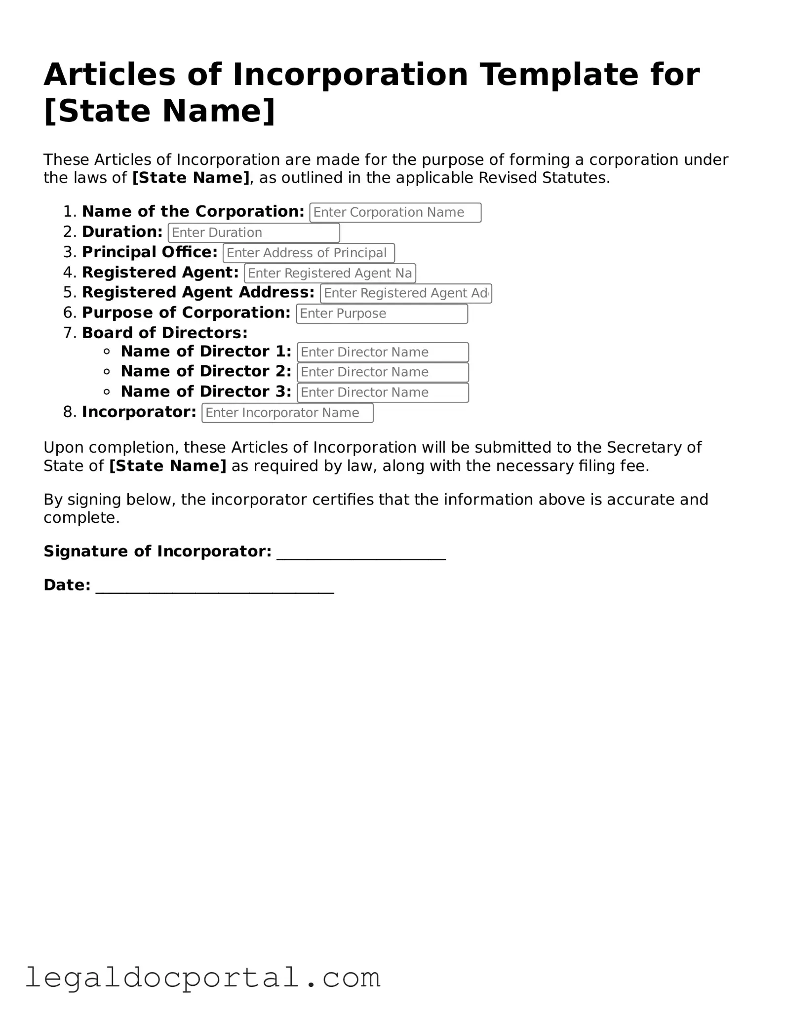 Official Articles of Incorporation Document