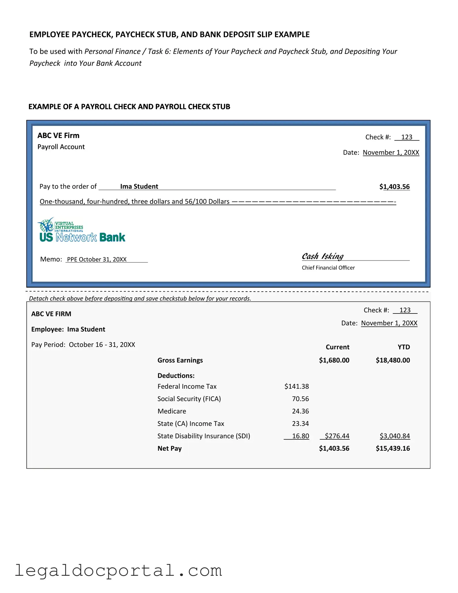Printable Payroll Check Form