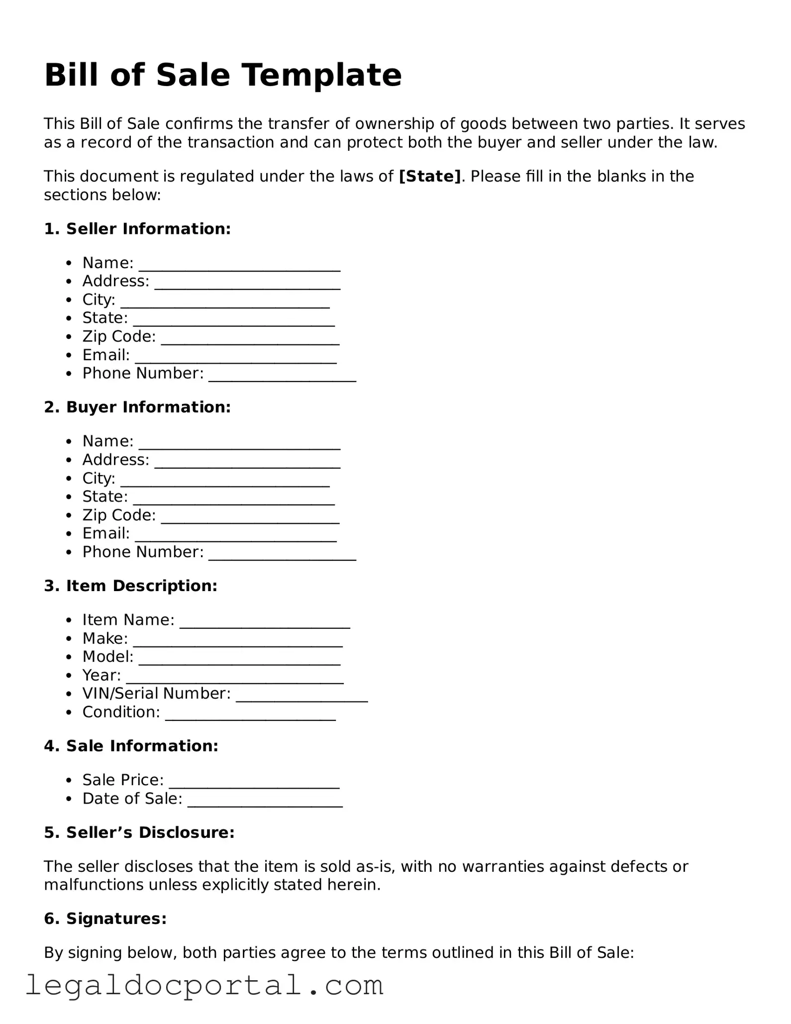 Official Bill of Sale Document