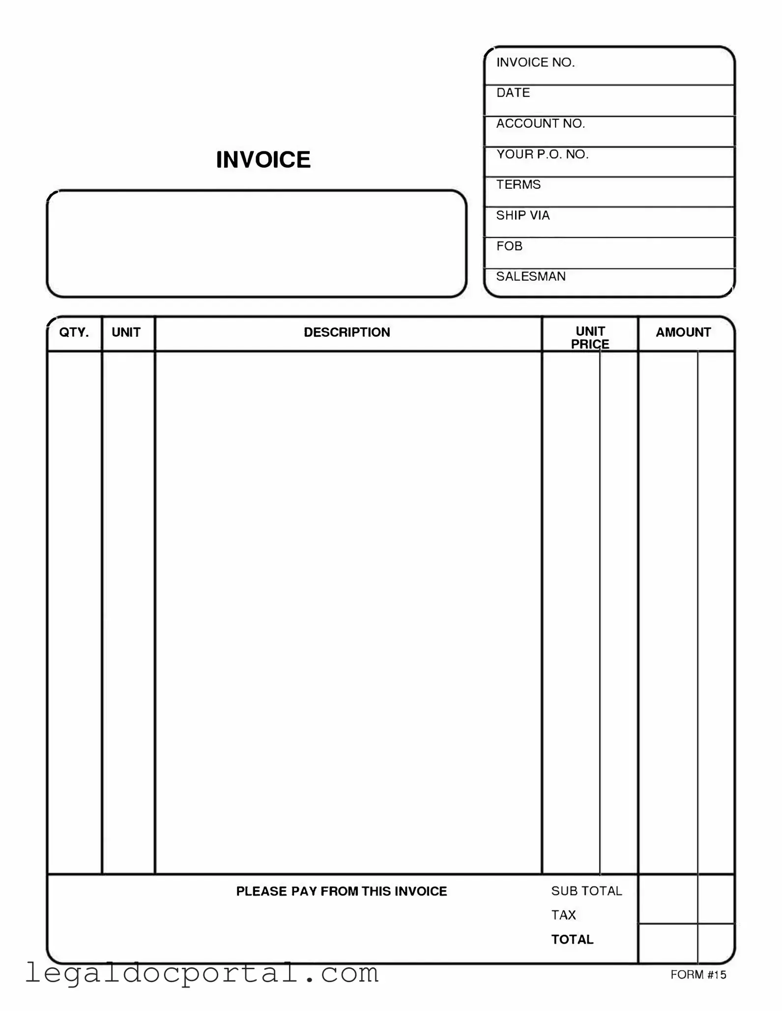 Printable Free And Invoice Pdf Form
