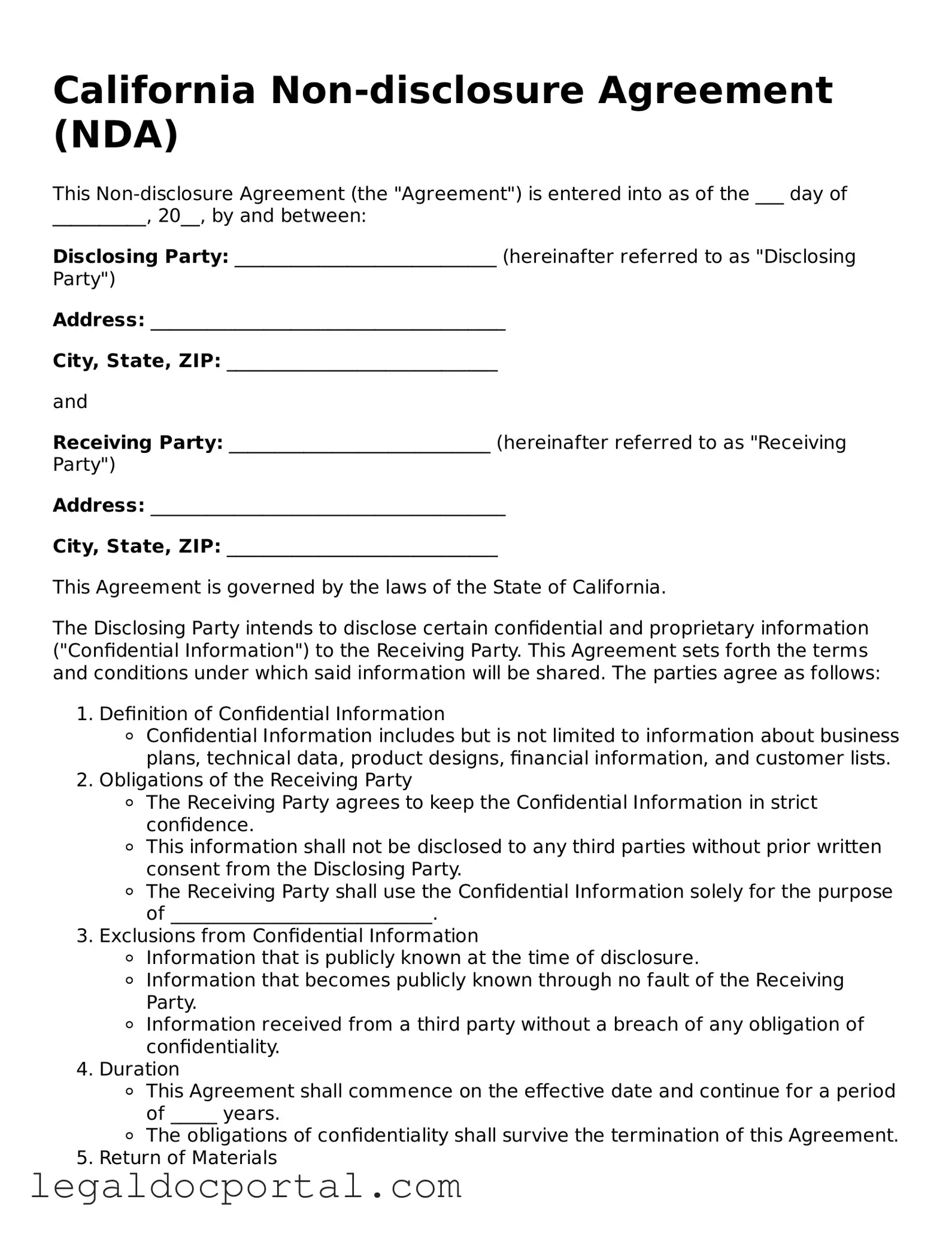 Attorney-Verified California Non-disclosure Agreement Form