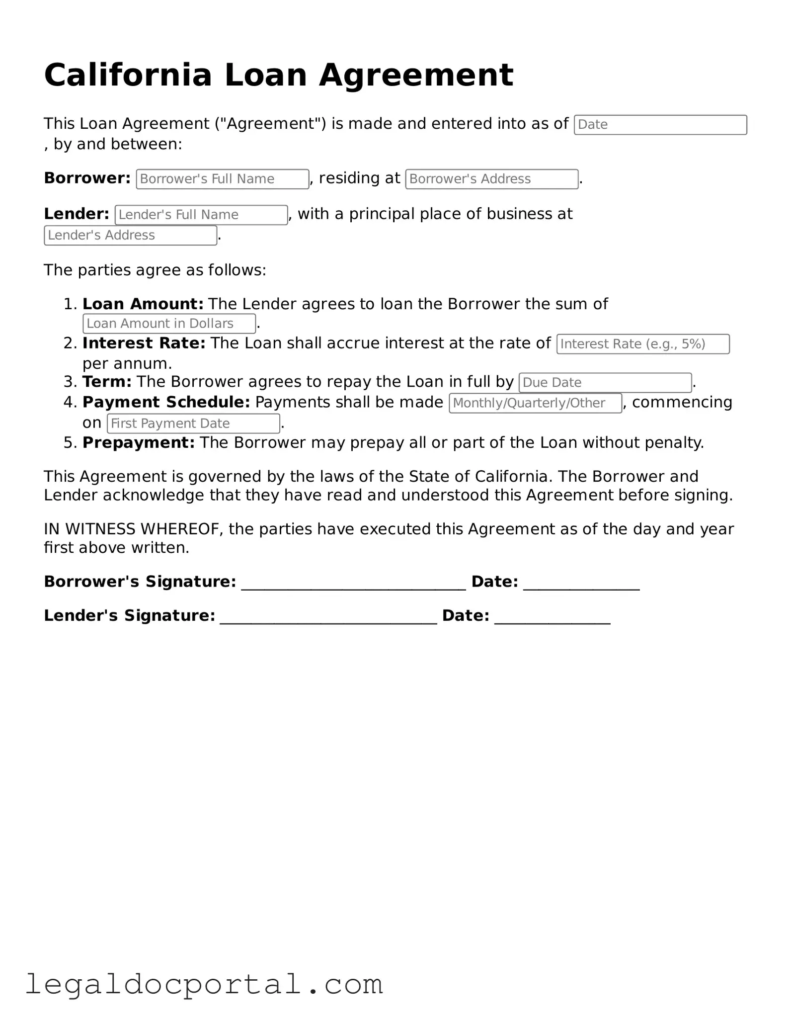 Attorney-Verified California Loan Agreement Form