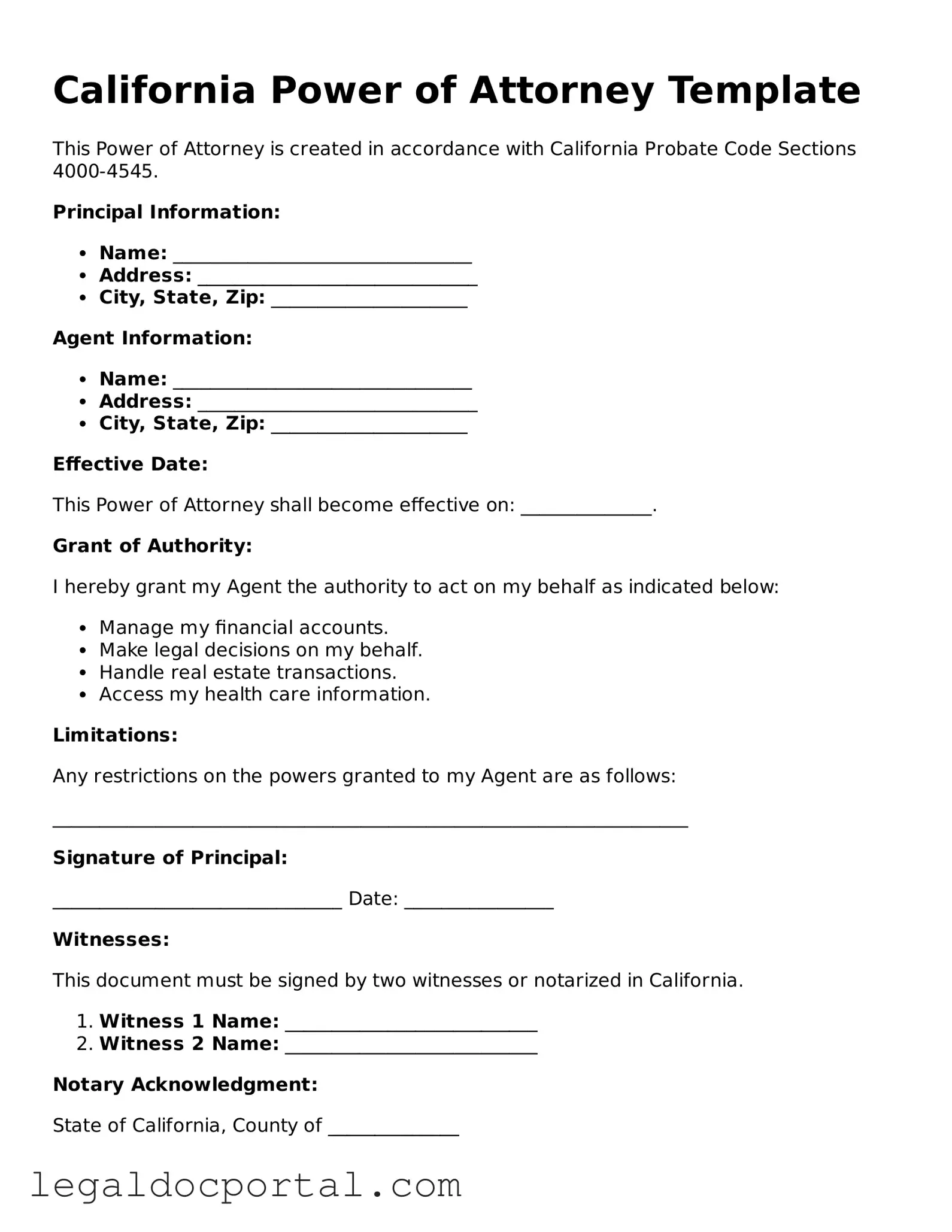 Attorney-Verified California Power of Attorney Form