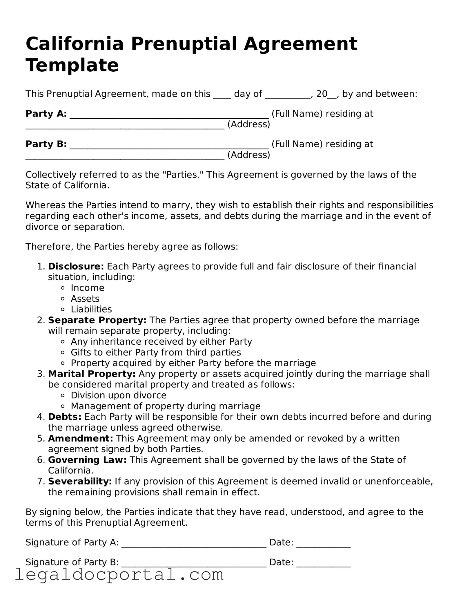 Attorney-Verified California Prenuptial Agreement Form