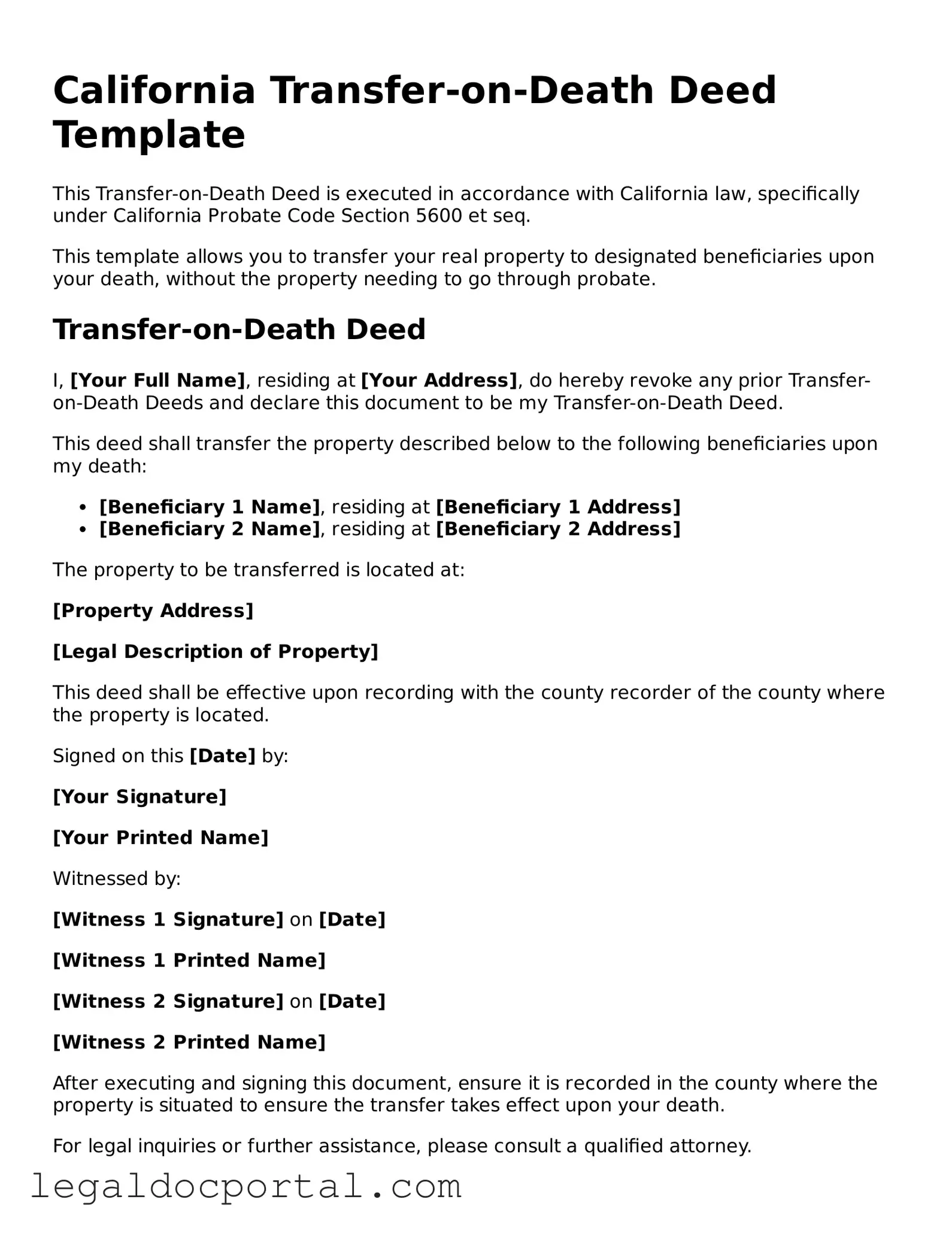 Attorney-Verified California Transfer-on-Death Deed Form