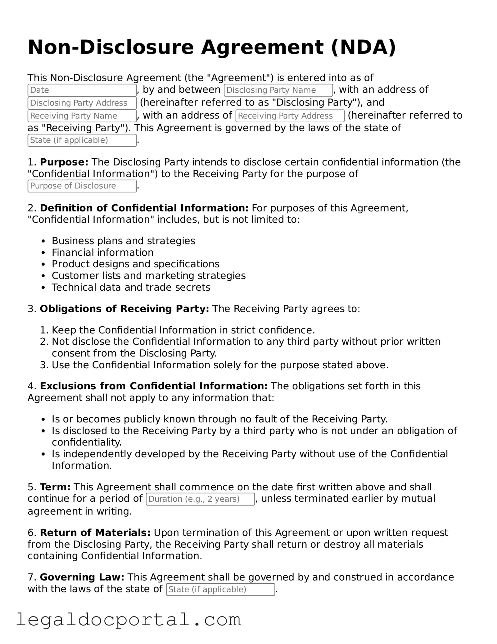 Official Non-disclosure Agreement Document