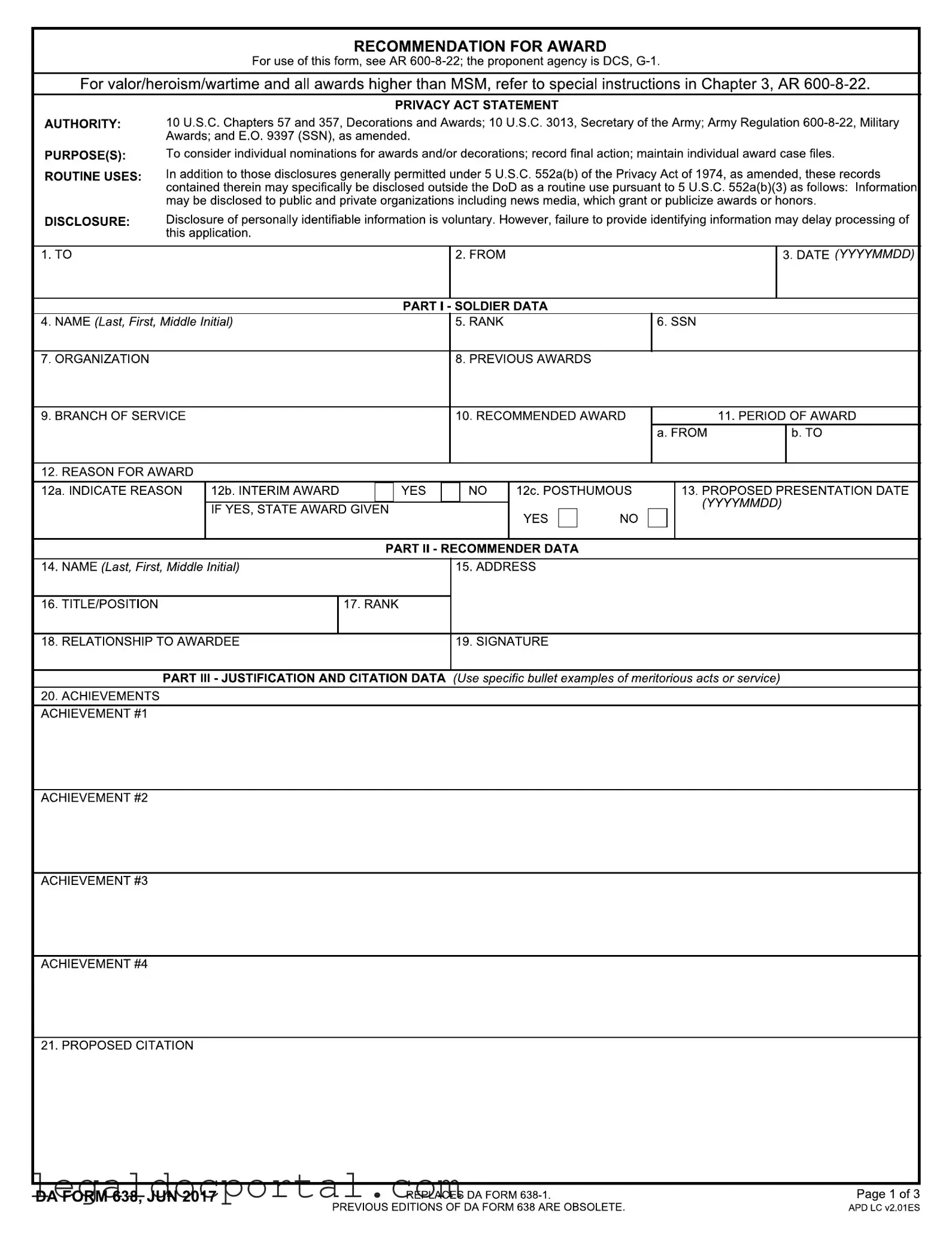 Printable Da 638 Form