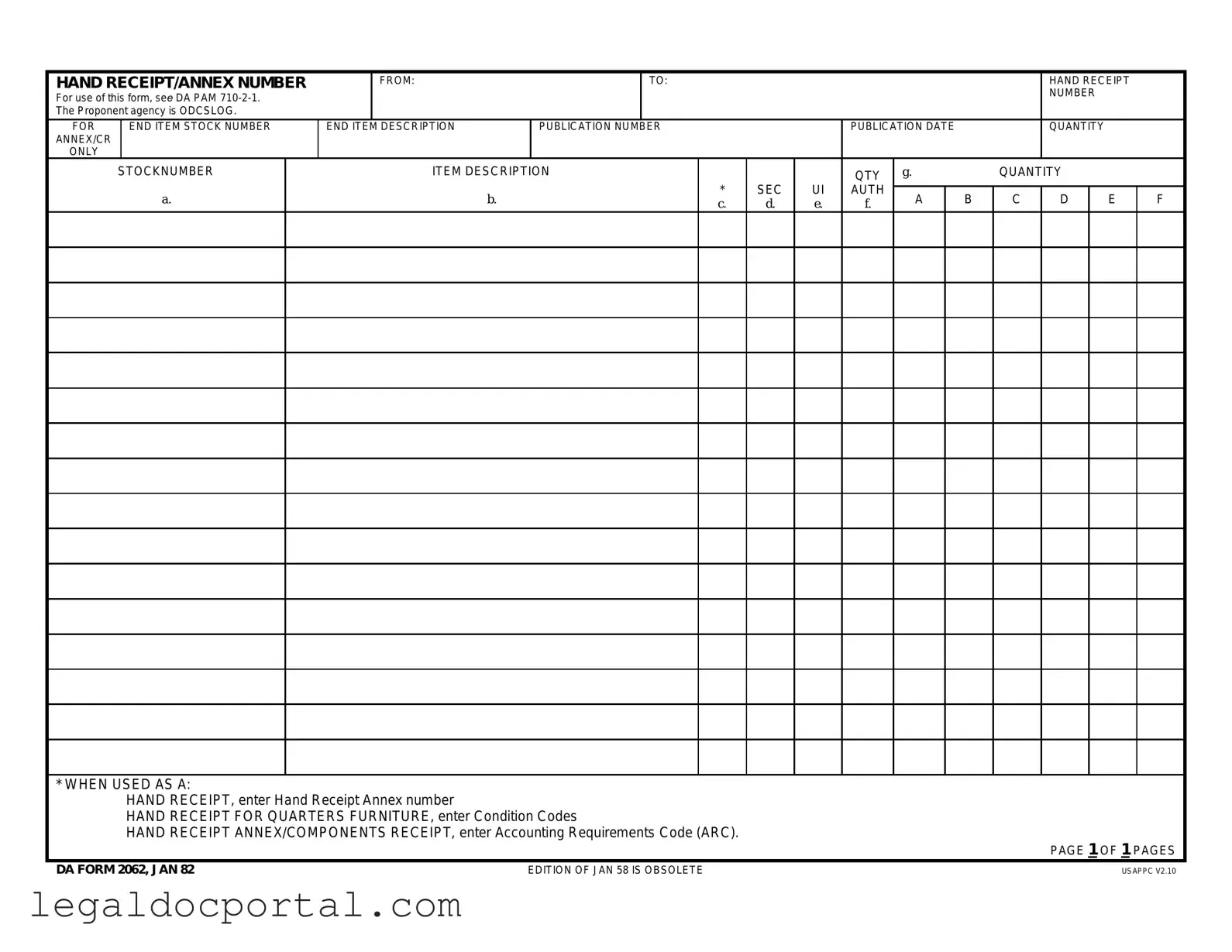 Printable Da Form