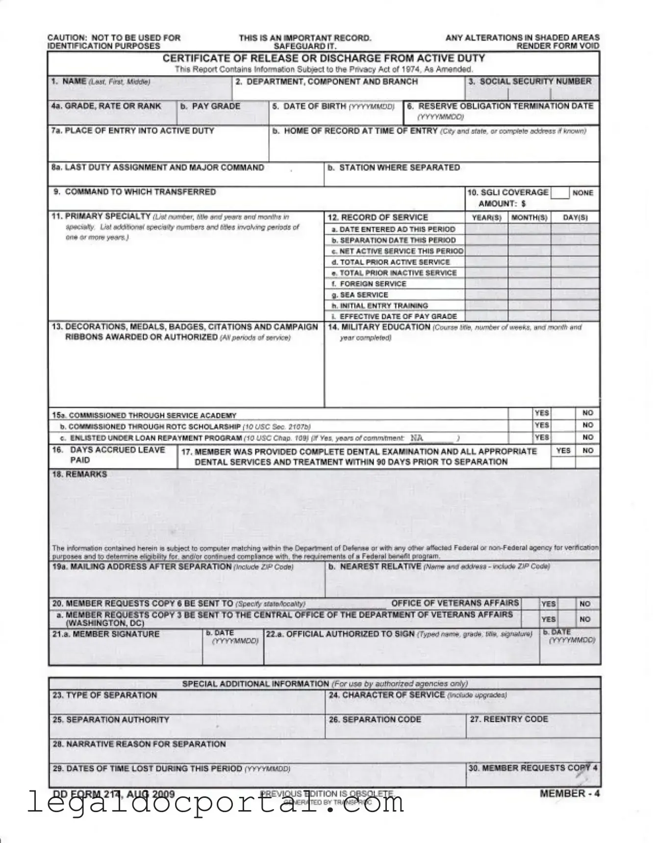 Printable Dd 214 Form