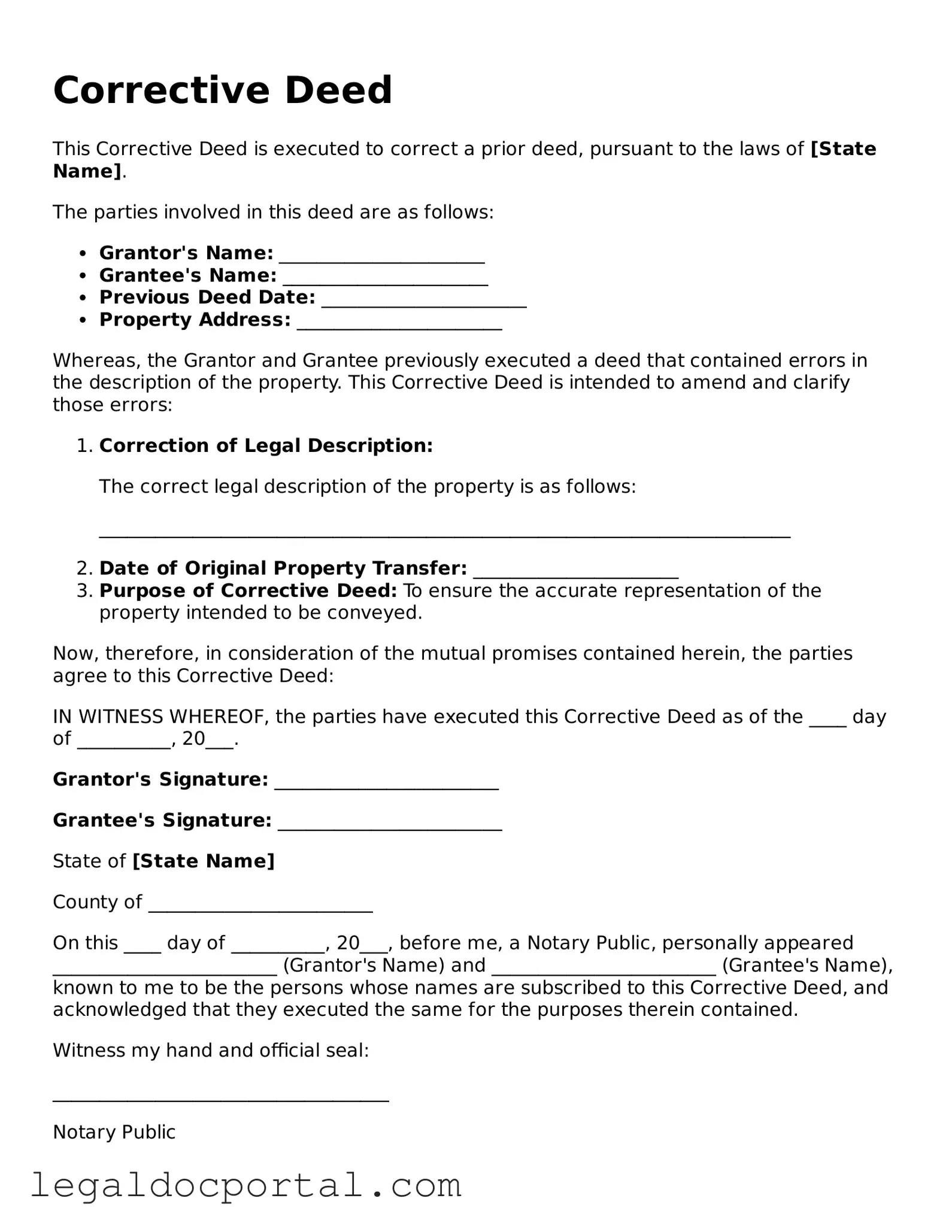 Official Corrective Deed Document