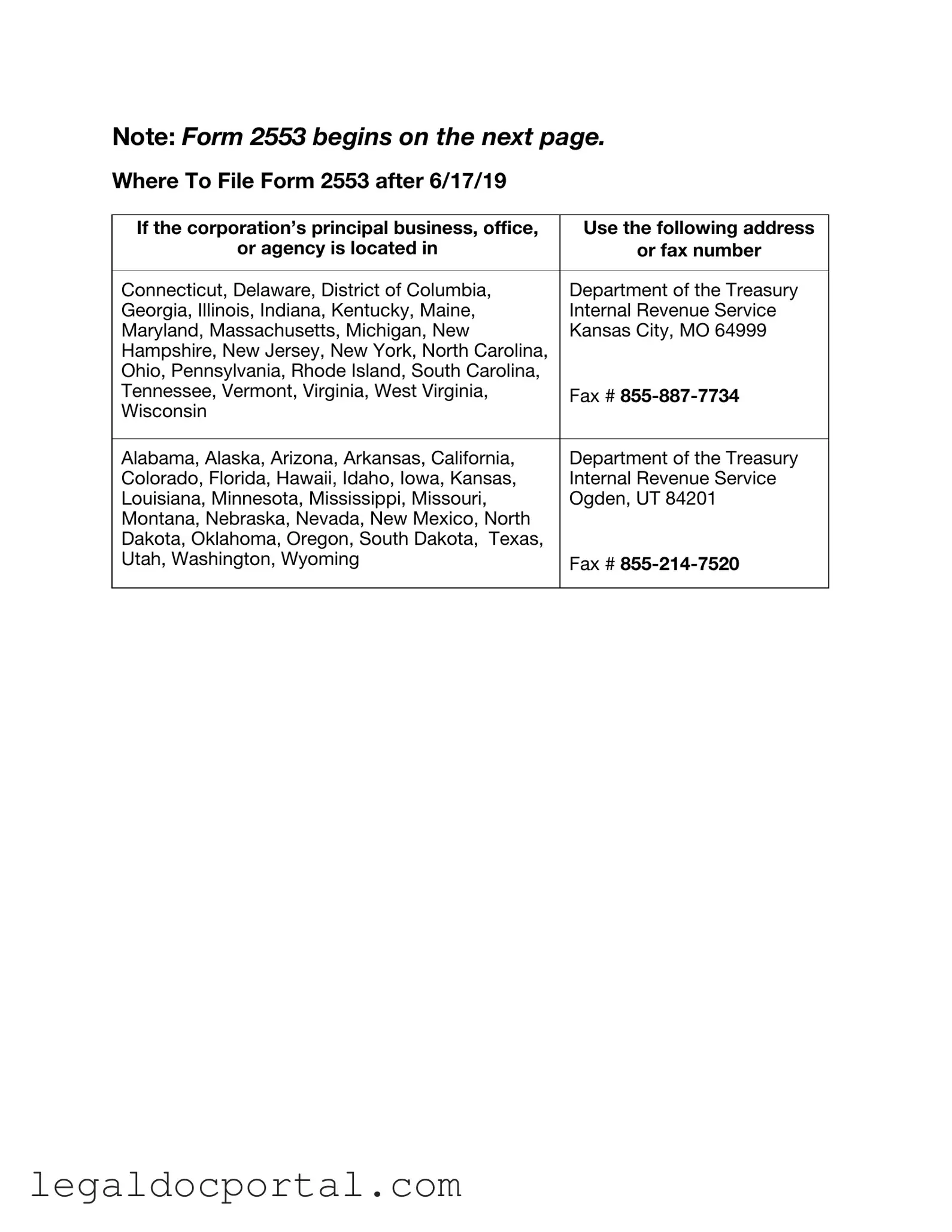 Printable IRS 2553 Form