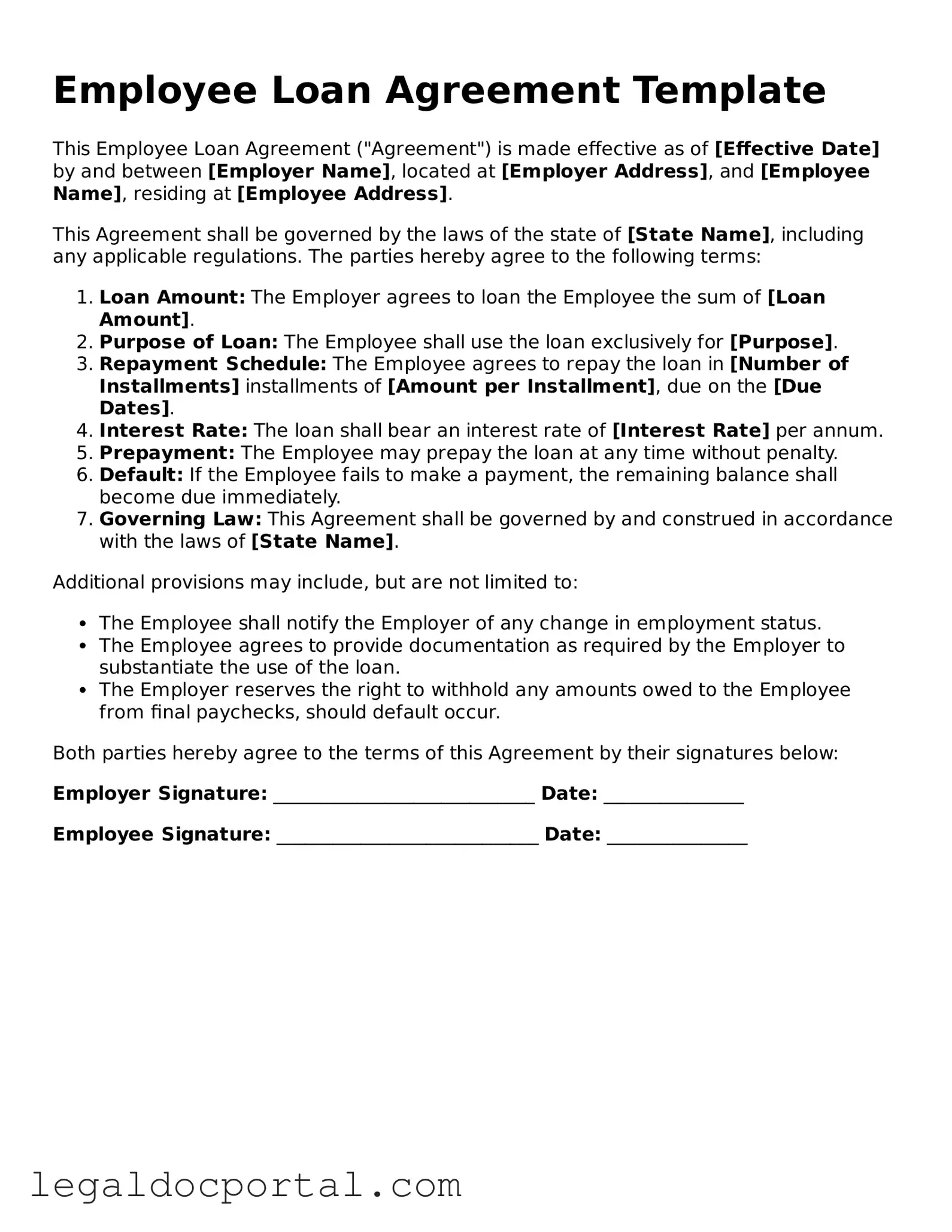Official Employee Loan Agreement Document