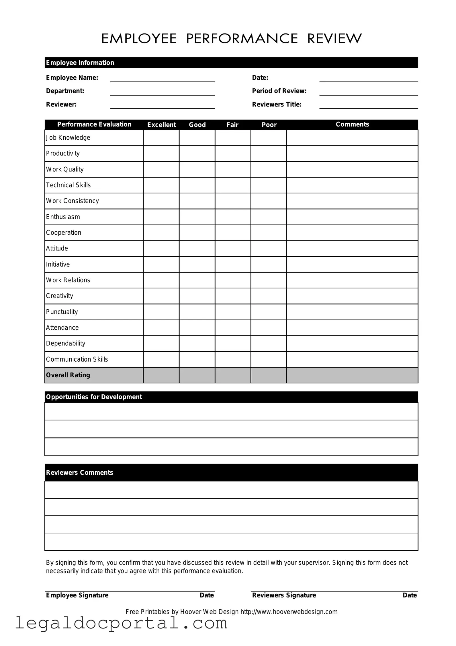 Printable Employee Form