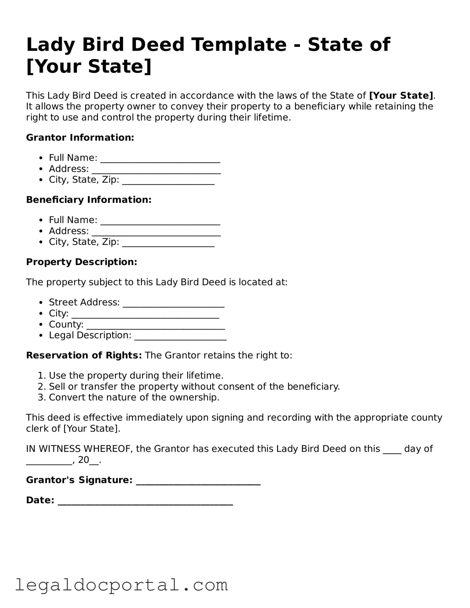 Official Lady Bird Deed Document