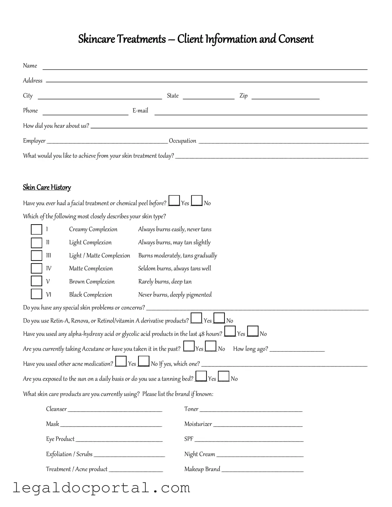 Printable Facial Consent Form