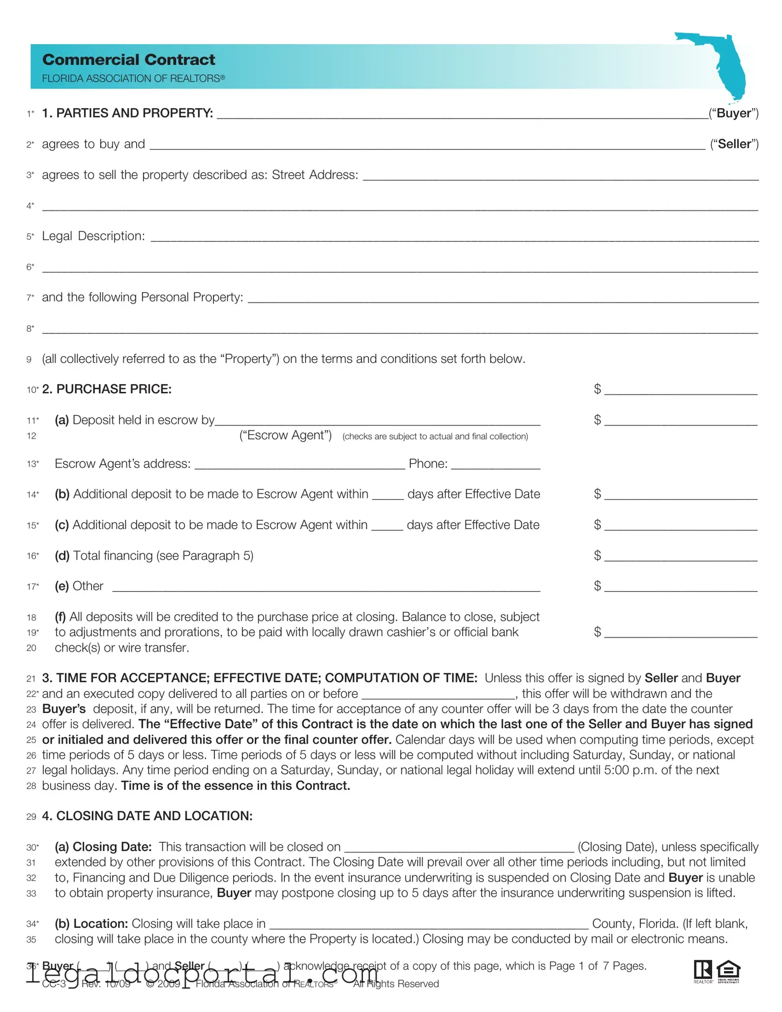 Printable Florida Commercial Contract Form