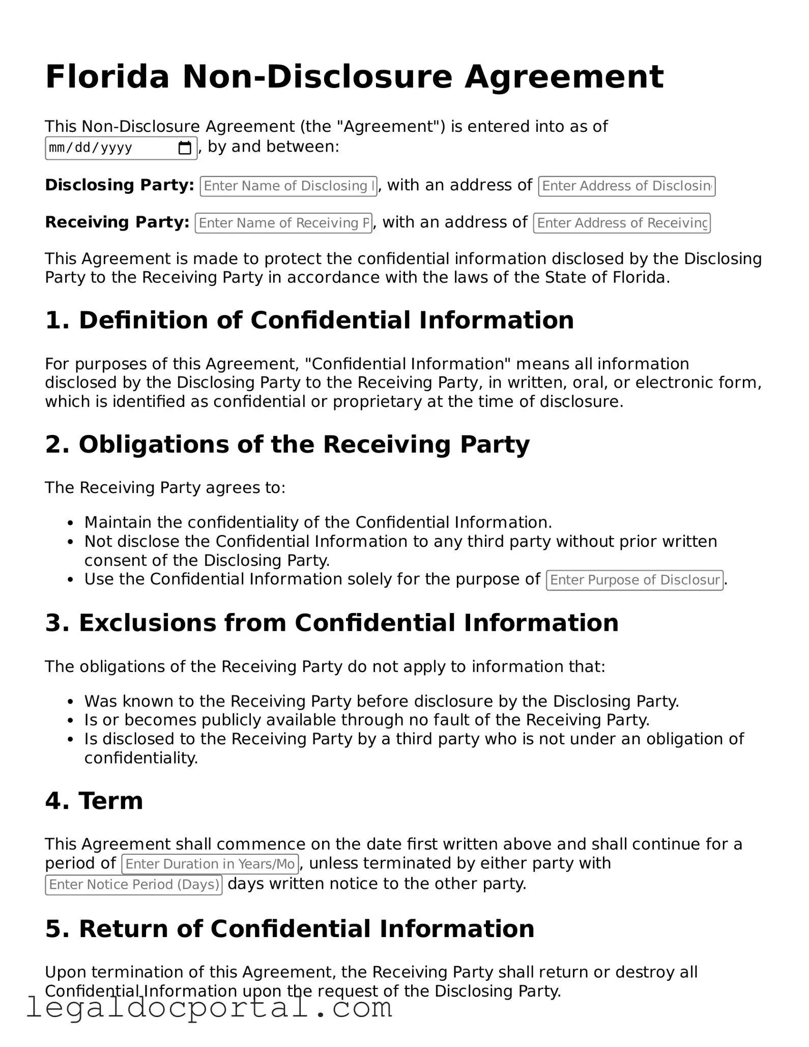 Attorney-Verified Florida Non-disclosure Agreement Form
