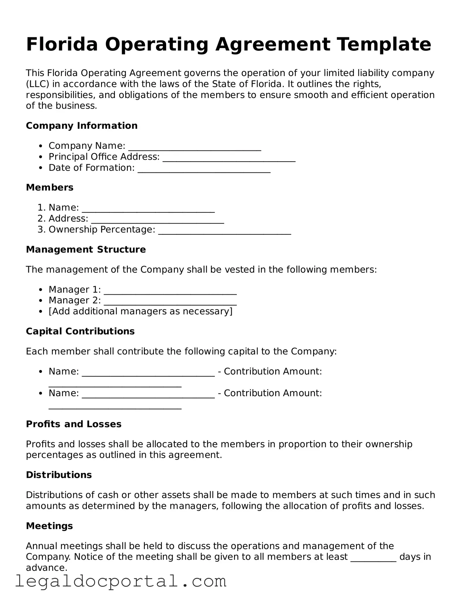 Attorney-Verified Florida Operating Agreement Form