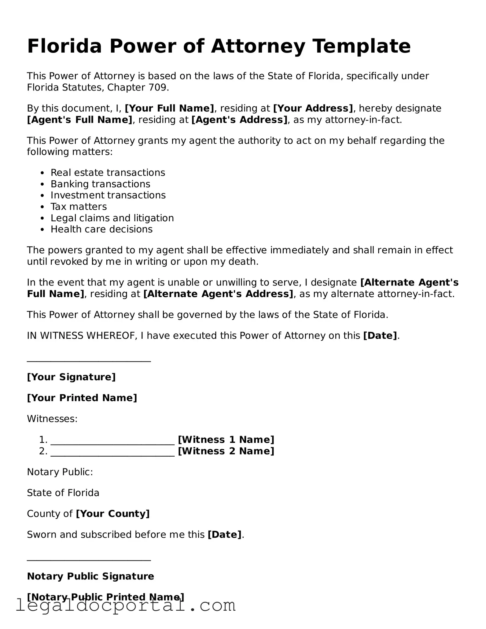 Attorney-Verified Florida Power of Attorney Form