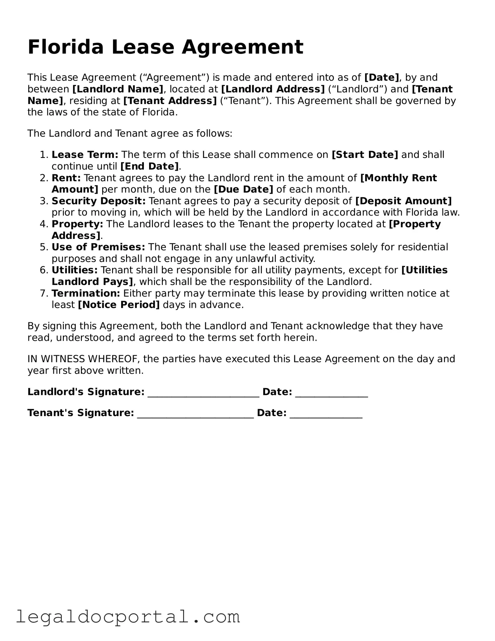 Attorney-Verified Florida Lease Agreement Form