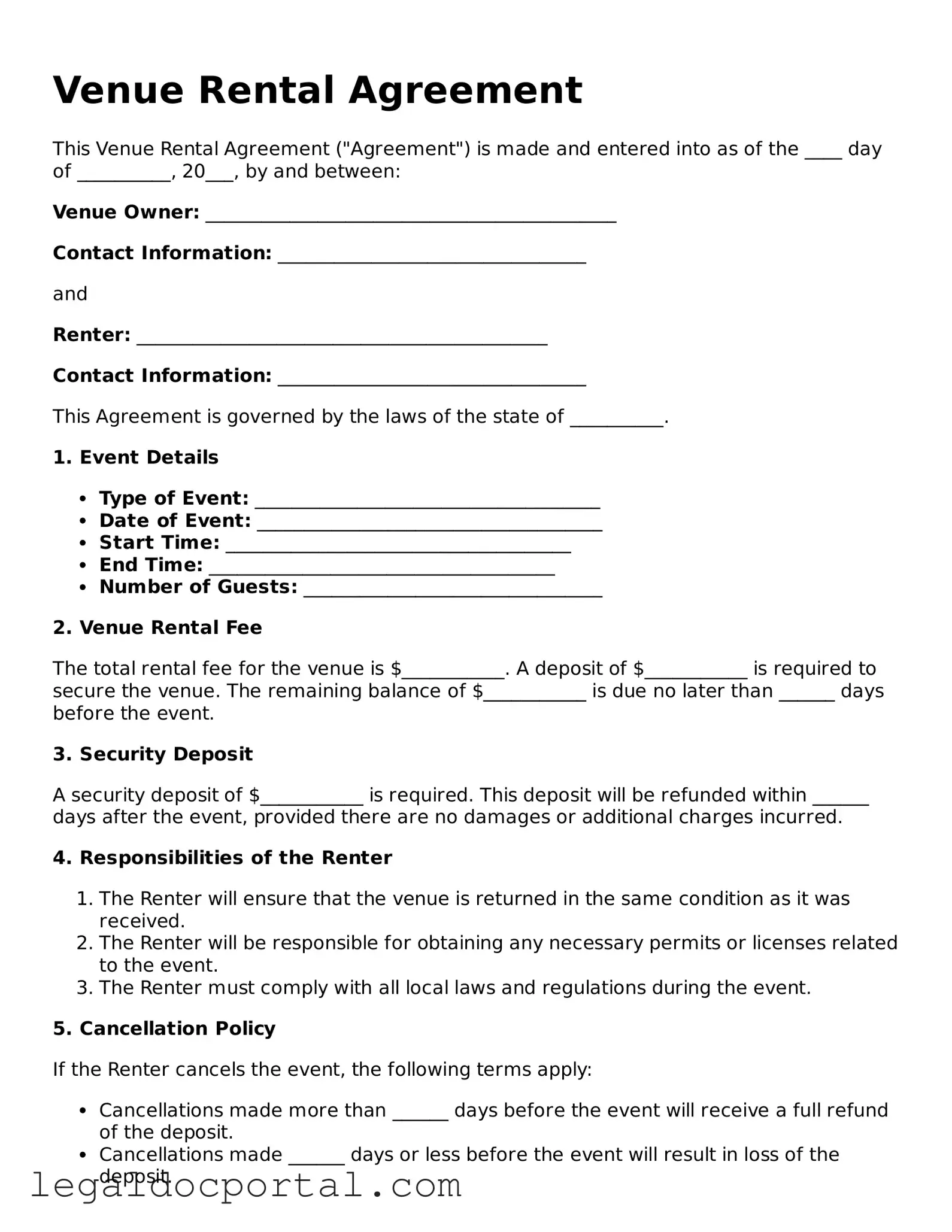 Official Venue Rental Agreement Document