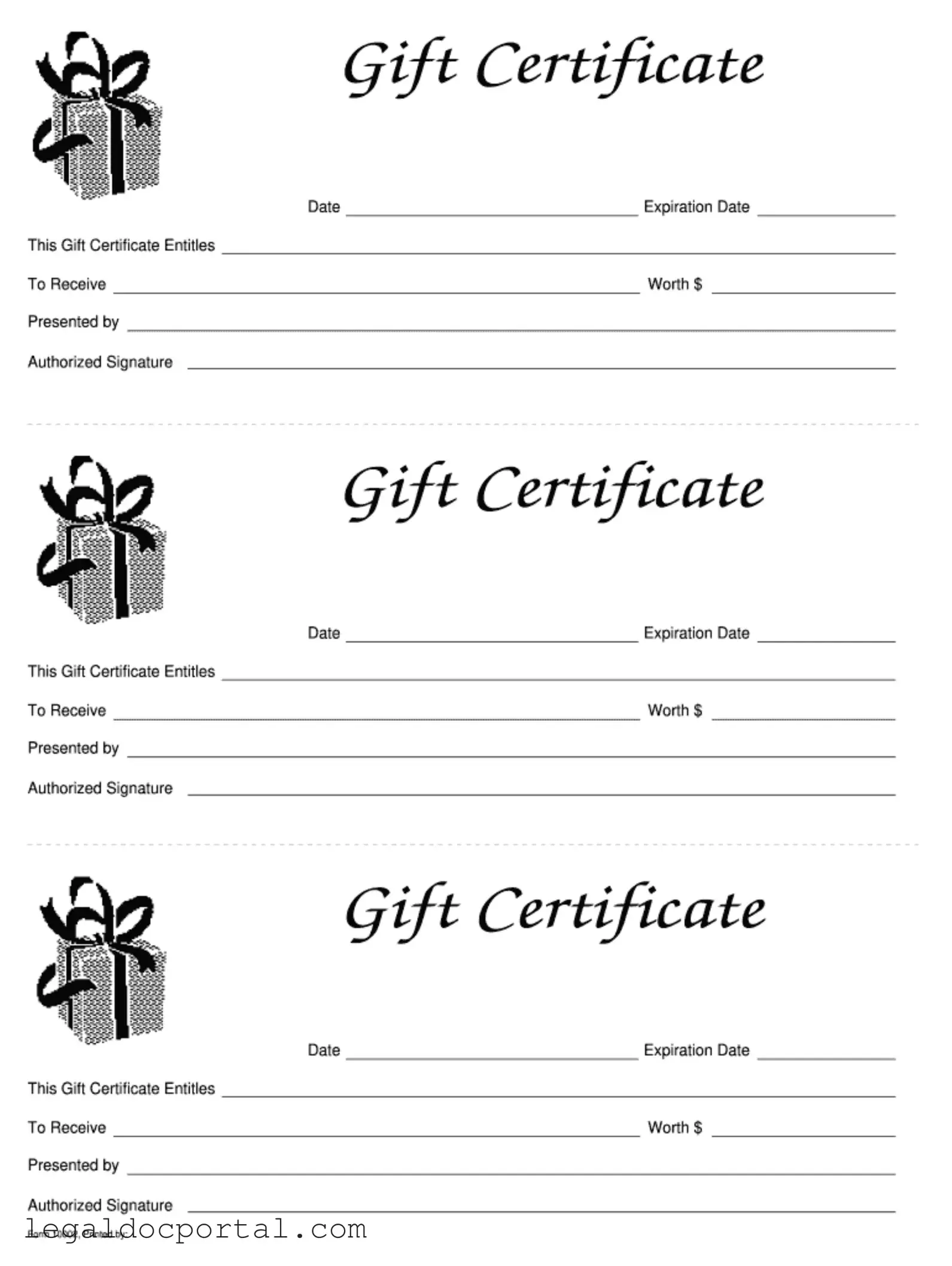 Printable Gift Certificate Form