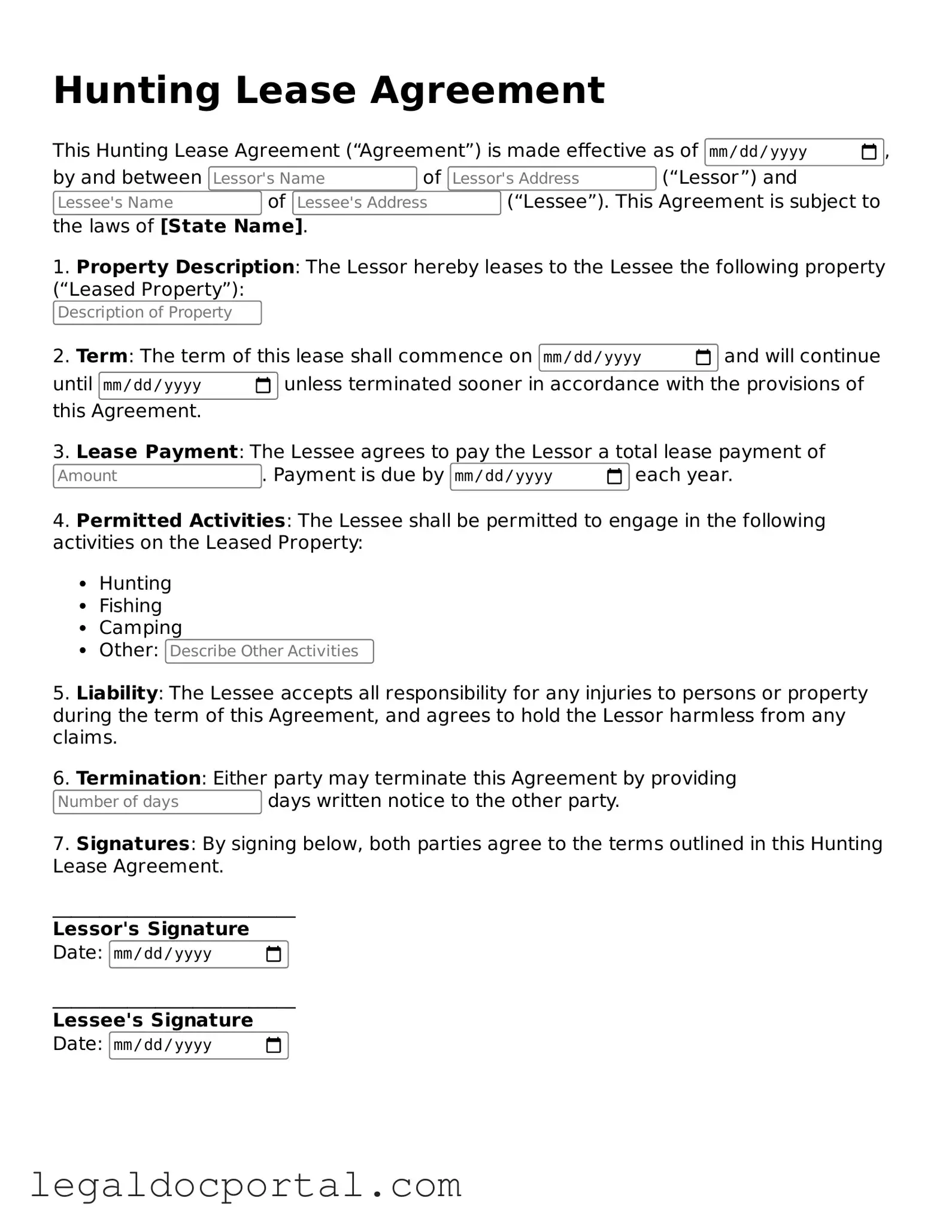 Official Hunting Lease Agreement Document