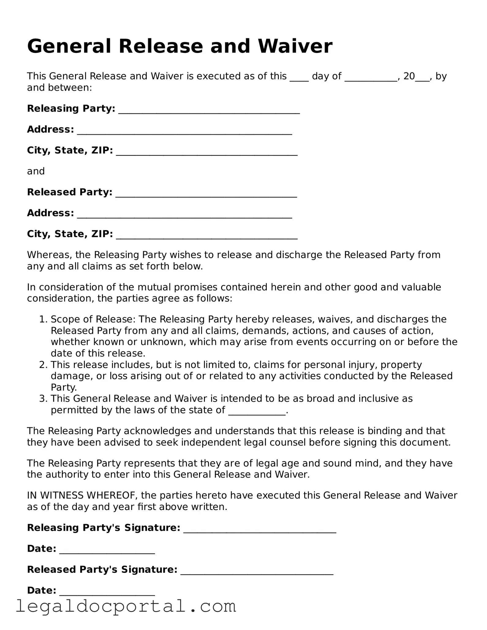 Official Release of Liability Document