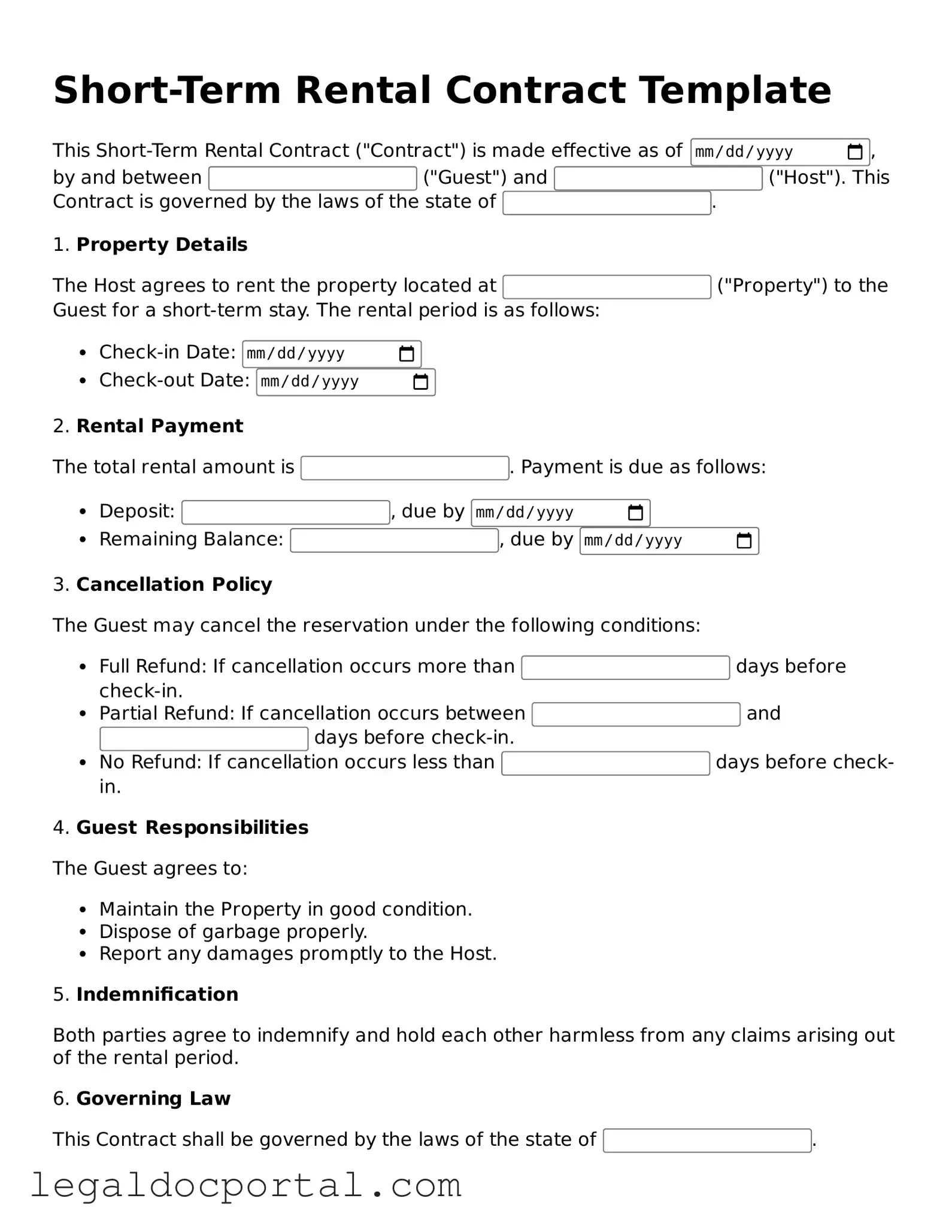 Official Short-Term Rental Contract Document