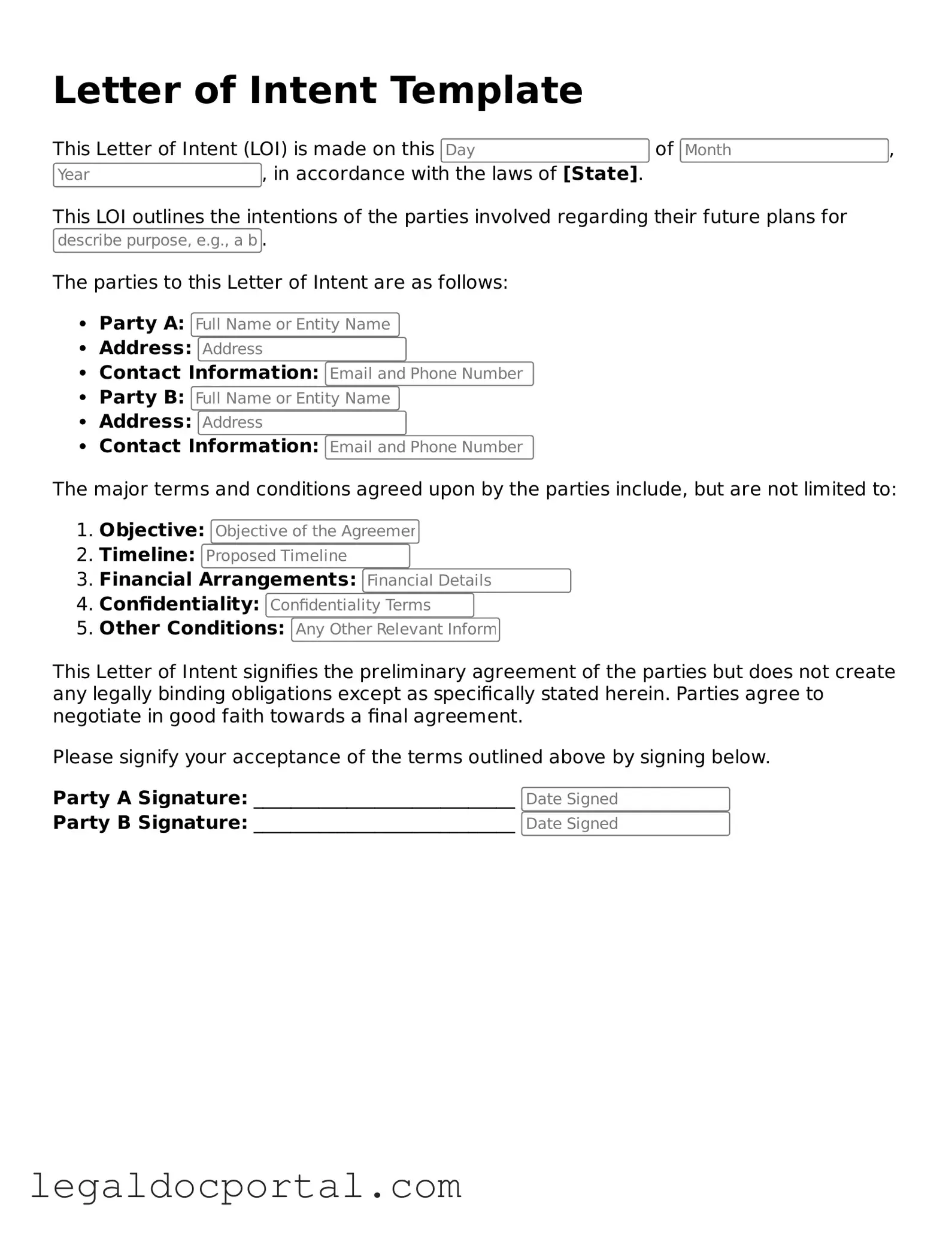 Official Letter of Intent Document