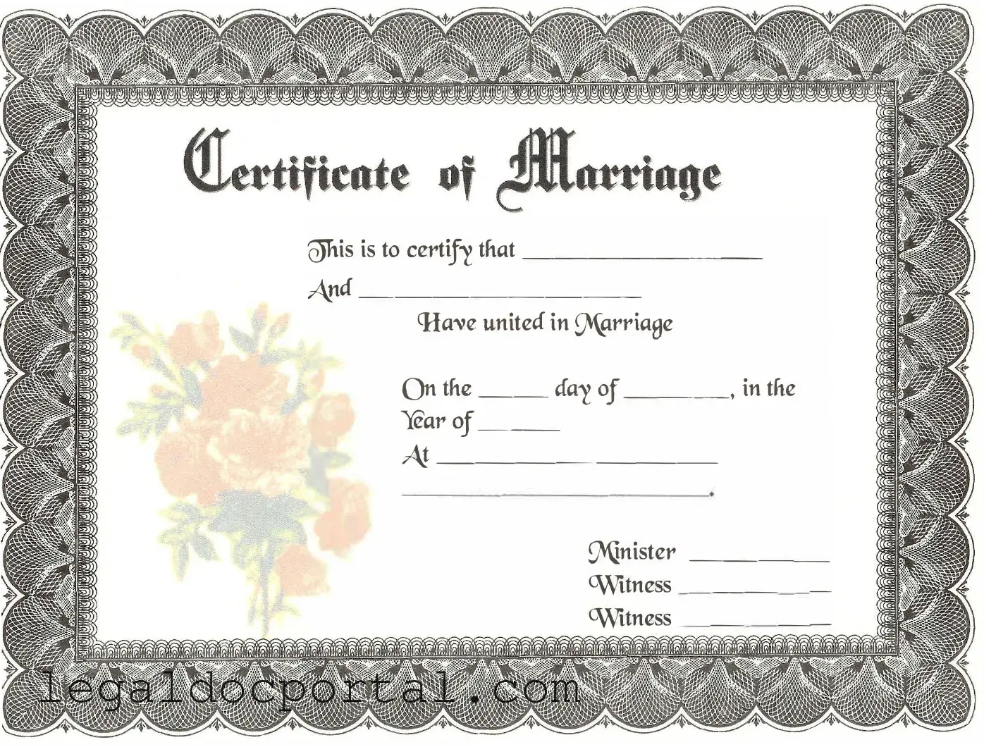 Printable Marriage Certificate Form