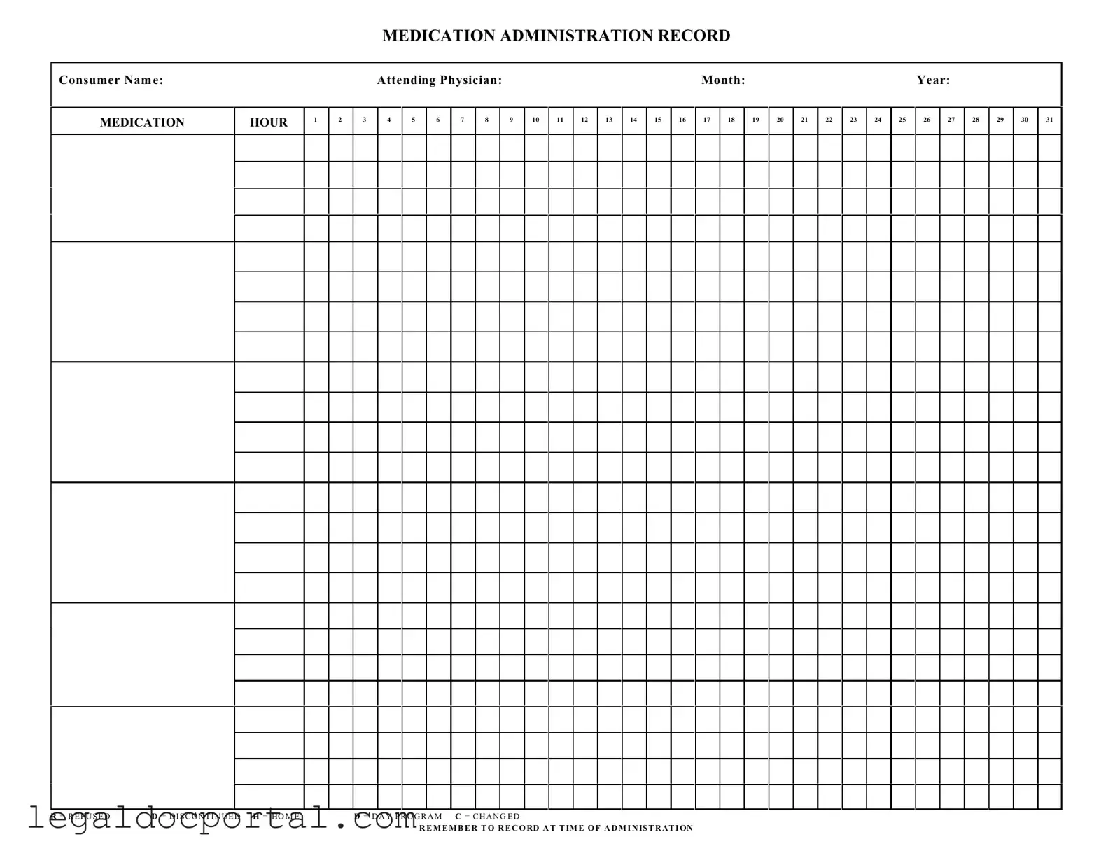 Printable Medication Administration Record Sheet Form
