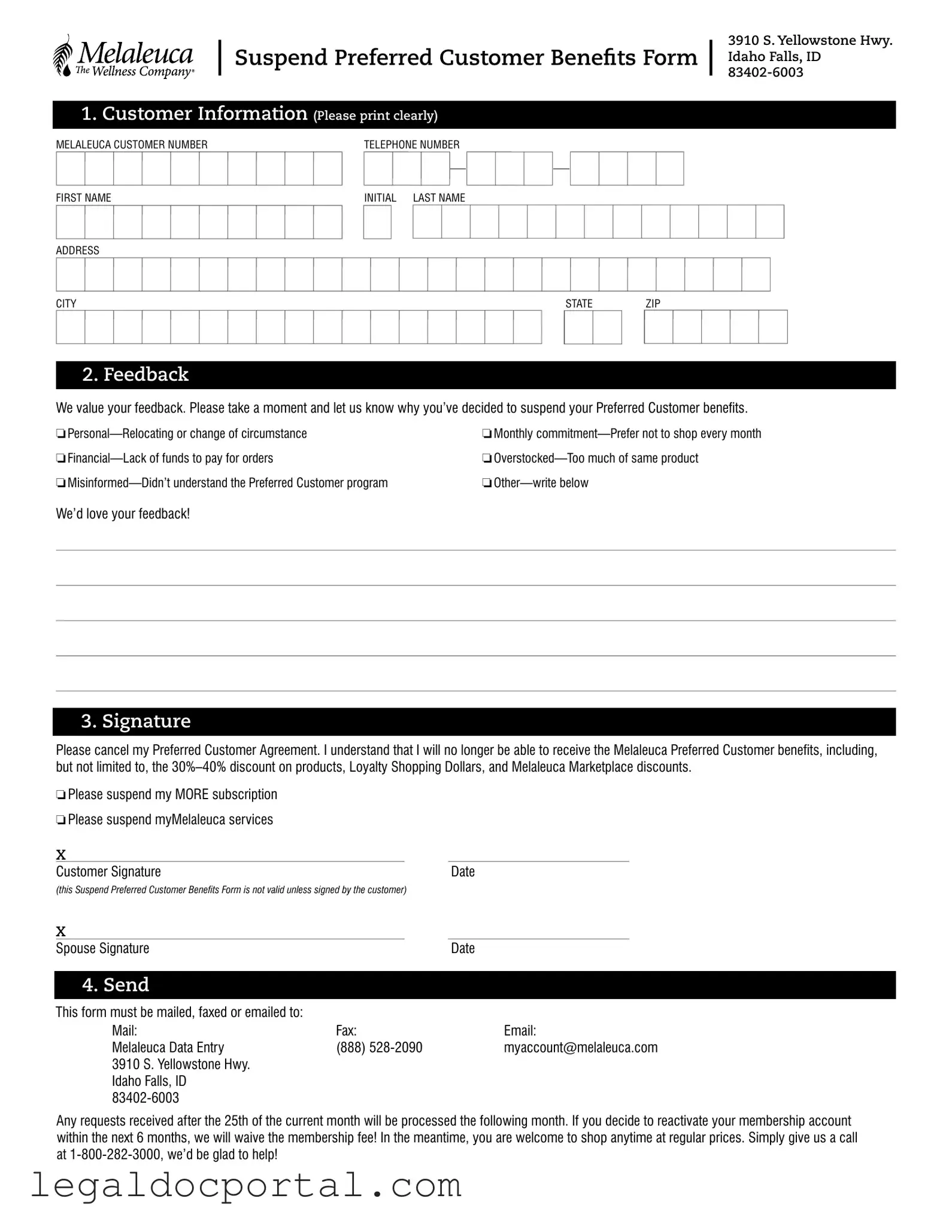 Printable Melaleuca Cancellation Form