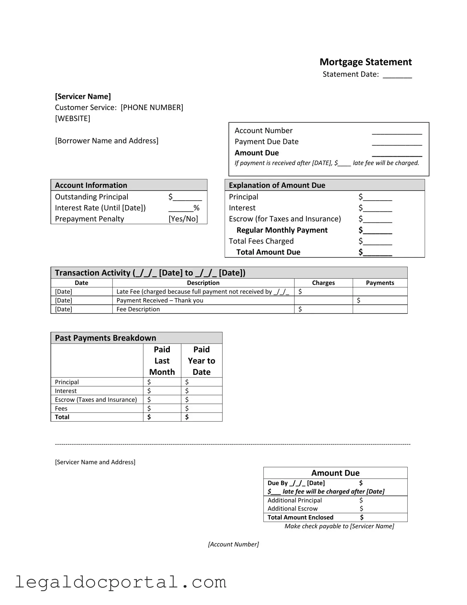 Printable Mortgage Statement Form