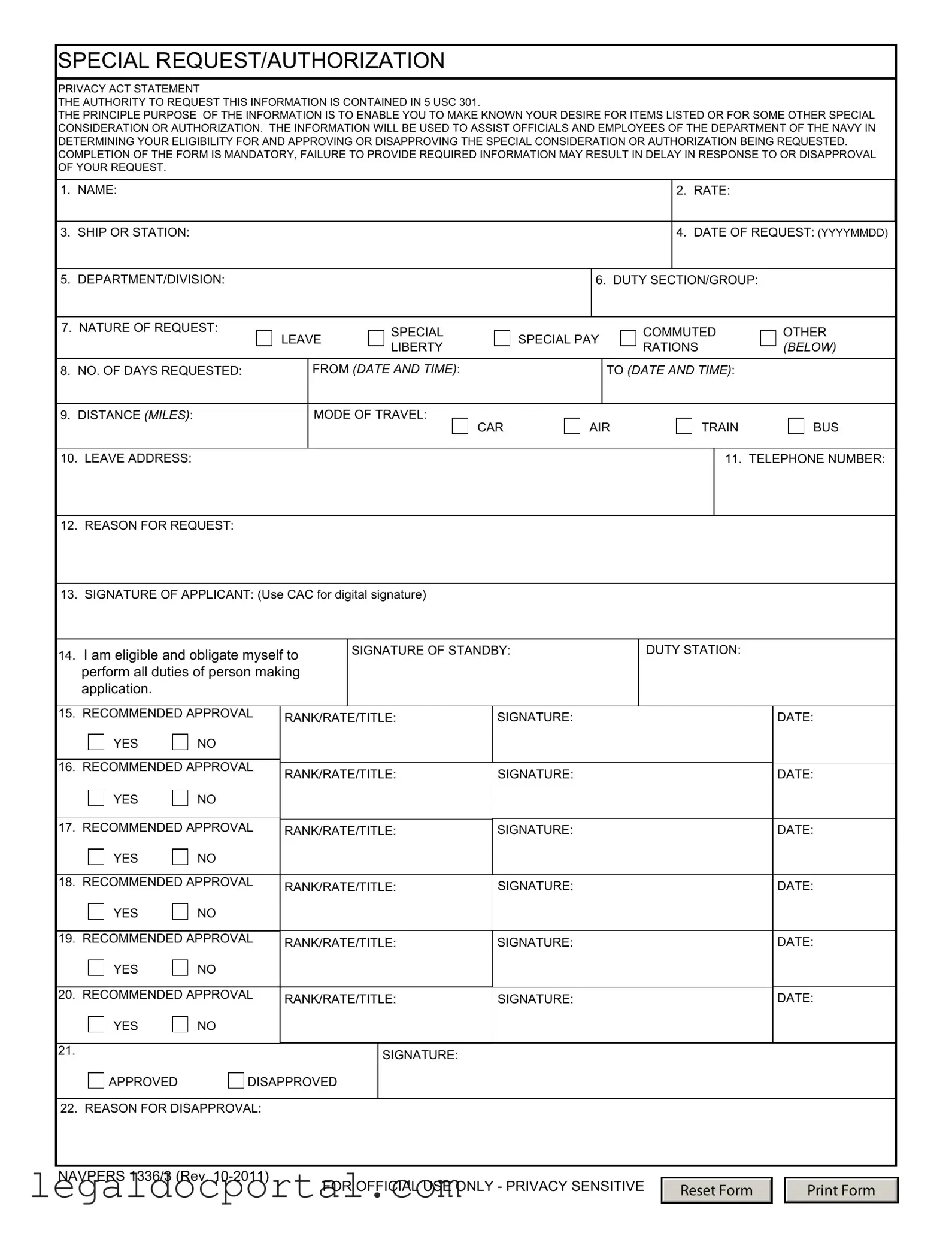 Printable Navpers 1336 3 Form
