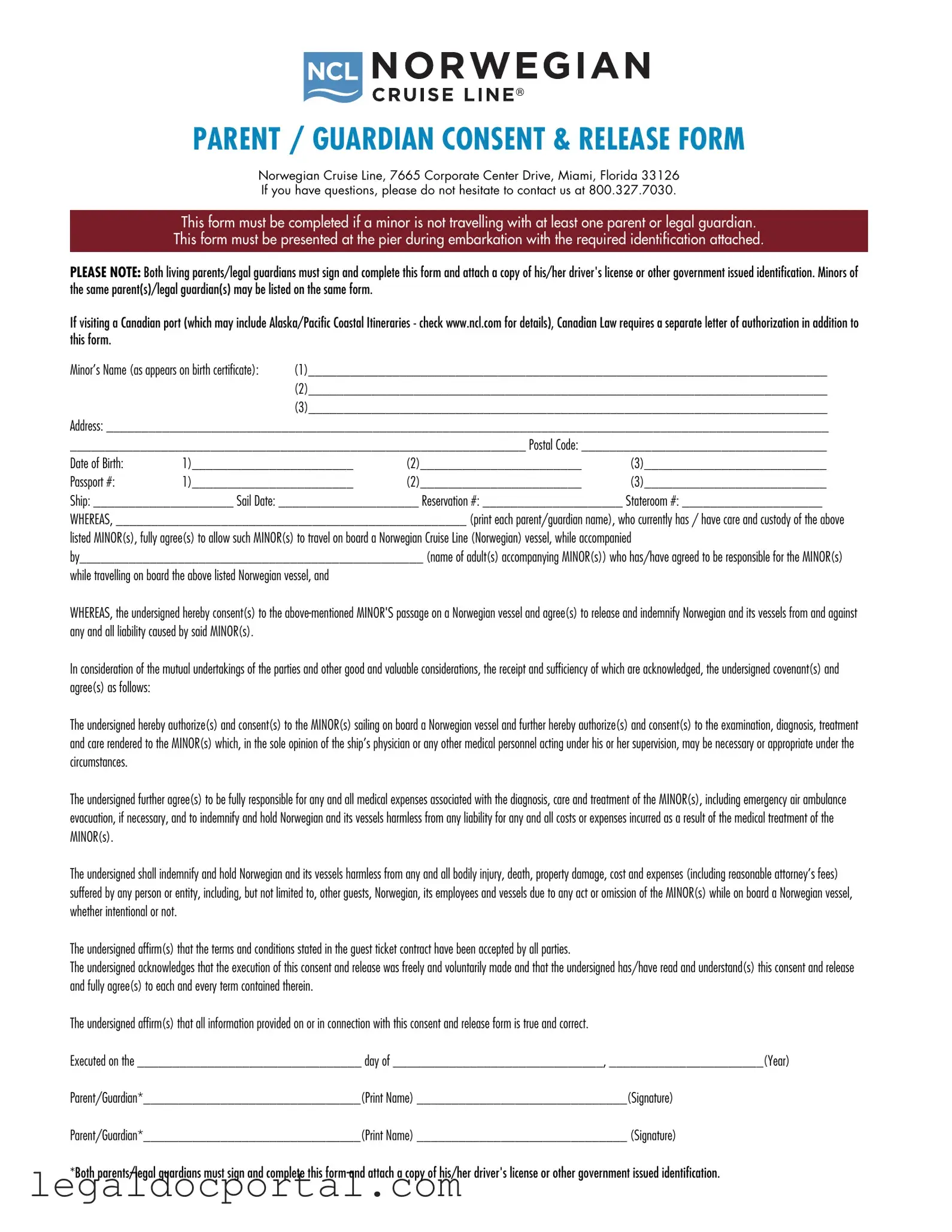 Printable NCL Parental Consent Form