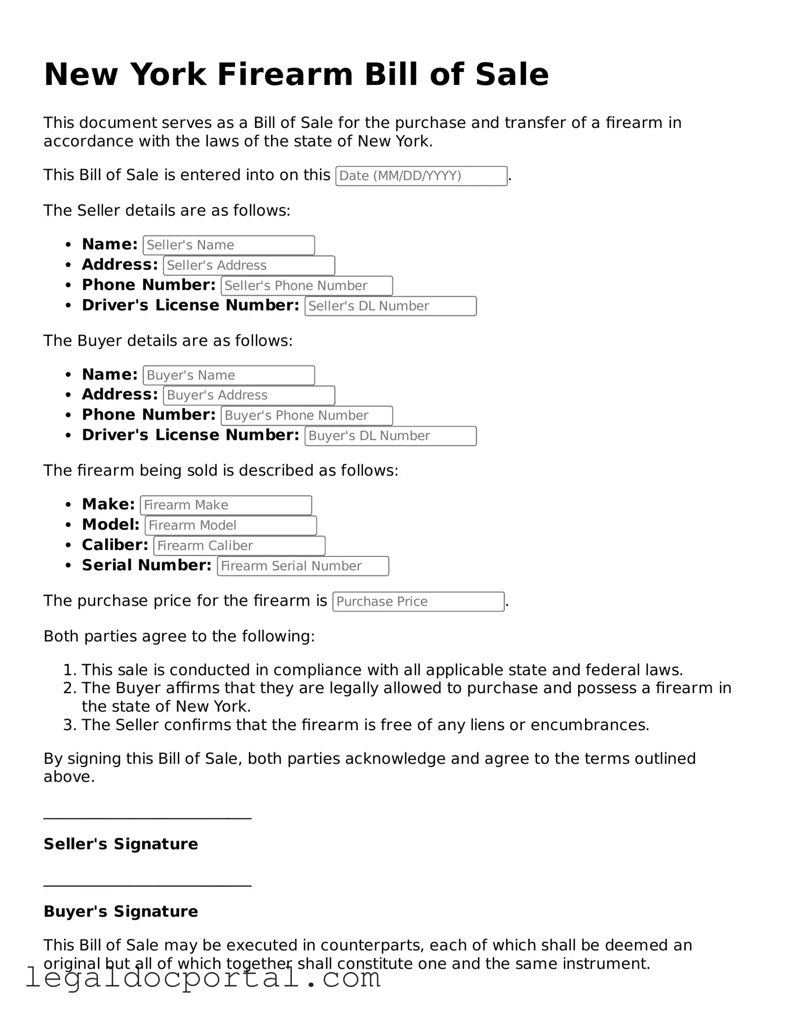 Attorney-Verified New York Firearm Bill of Sale Form