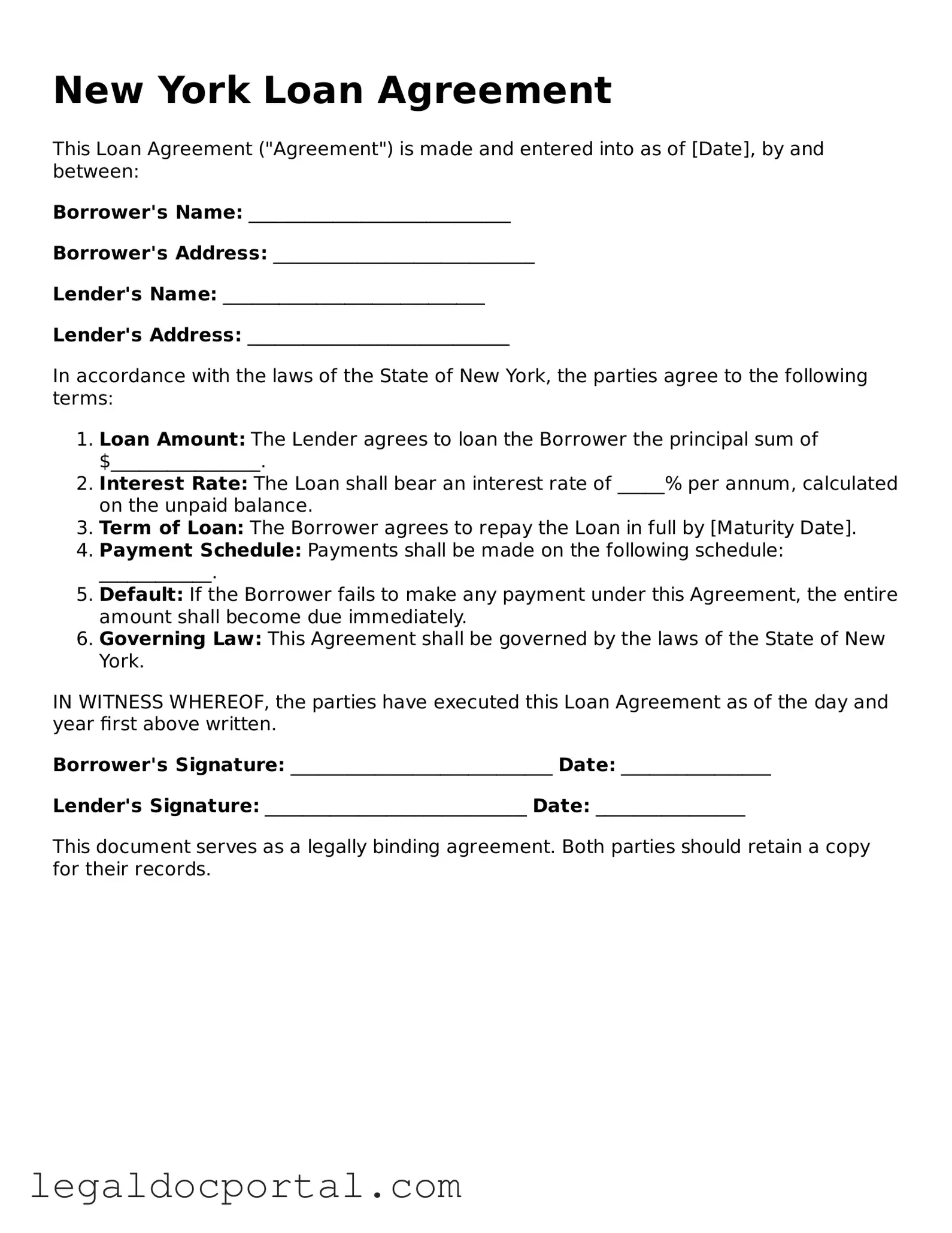 Attorney-Verified New York Loan Agreement Form