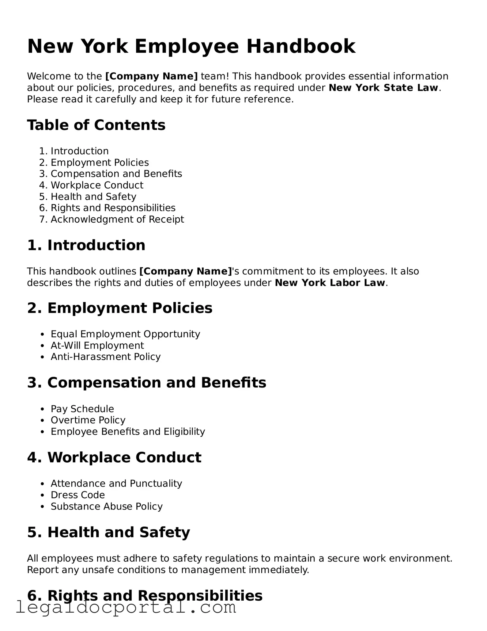 Attorney-Verified New York Employee Handbook Form