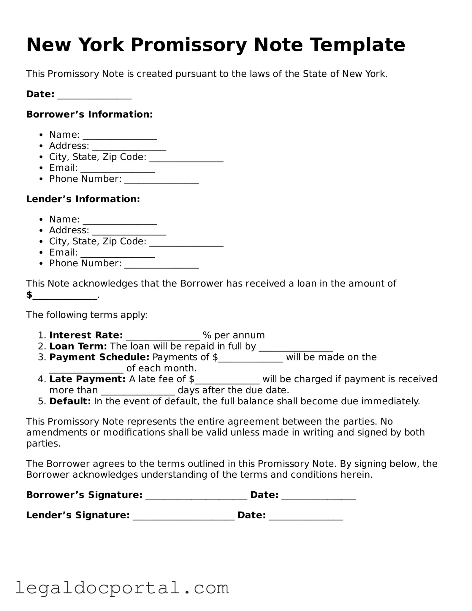 Attorney-Verified New York Promissory Note Form