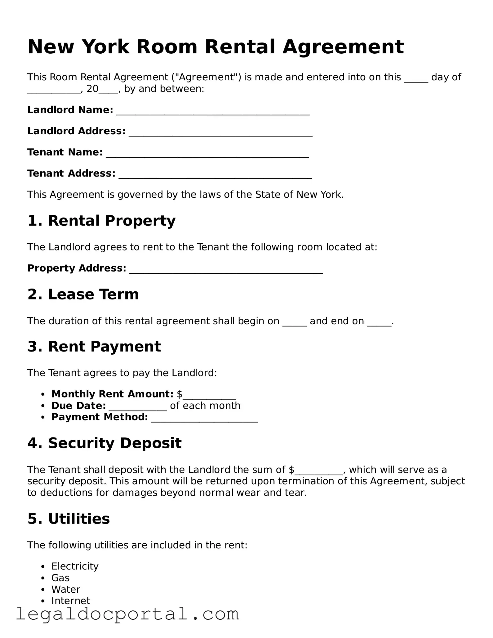 Attorney-Verified New York Room Rental Agreement Form