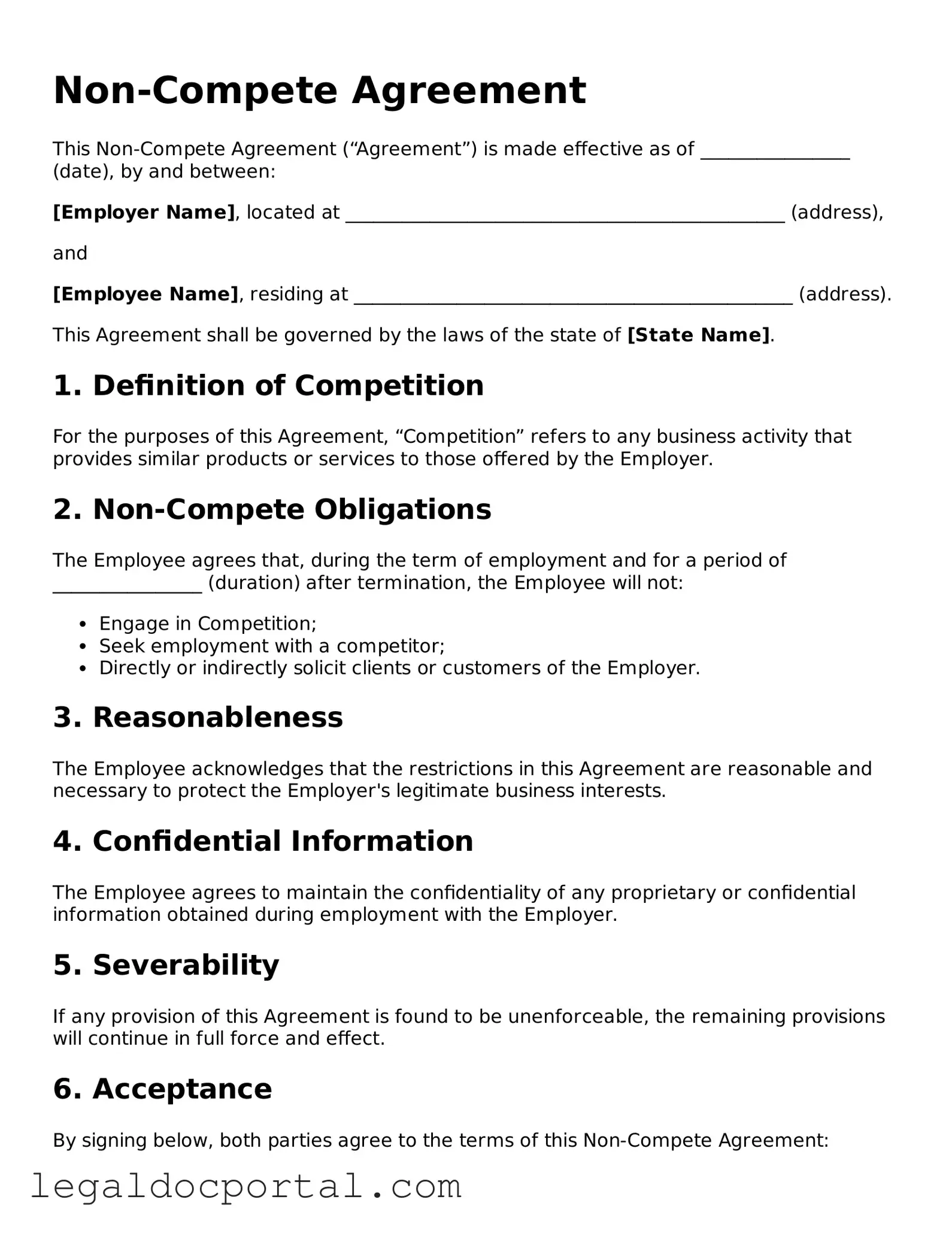 Official Non-compete Agreement Document