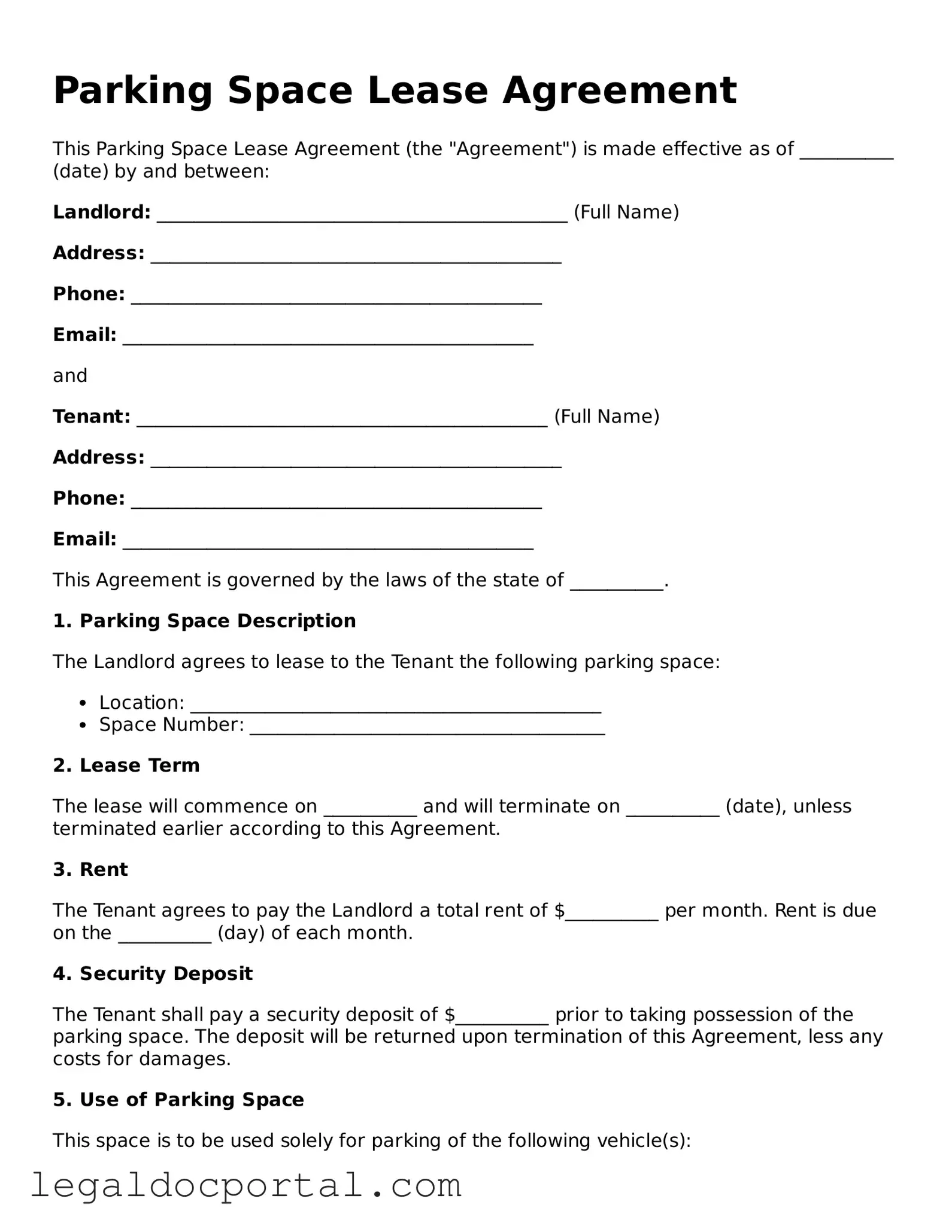 Official Parking Space Lease Agreement Document