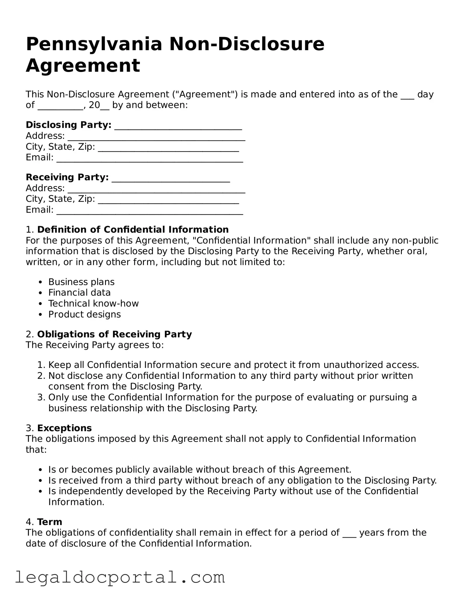 Attorney-Verified Pennsylvania Non-disclosure Agreement Form