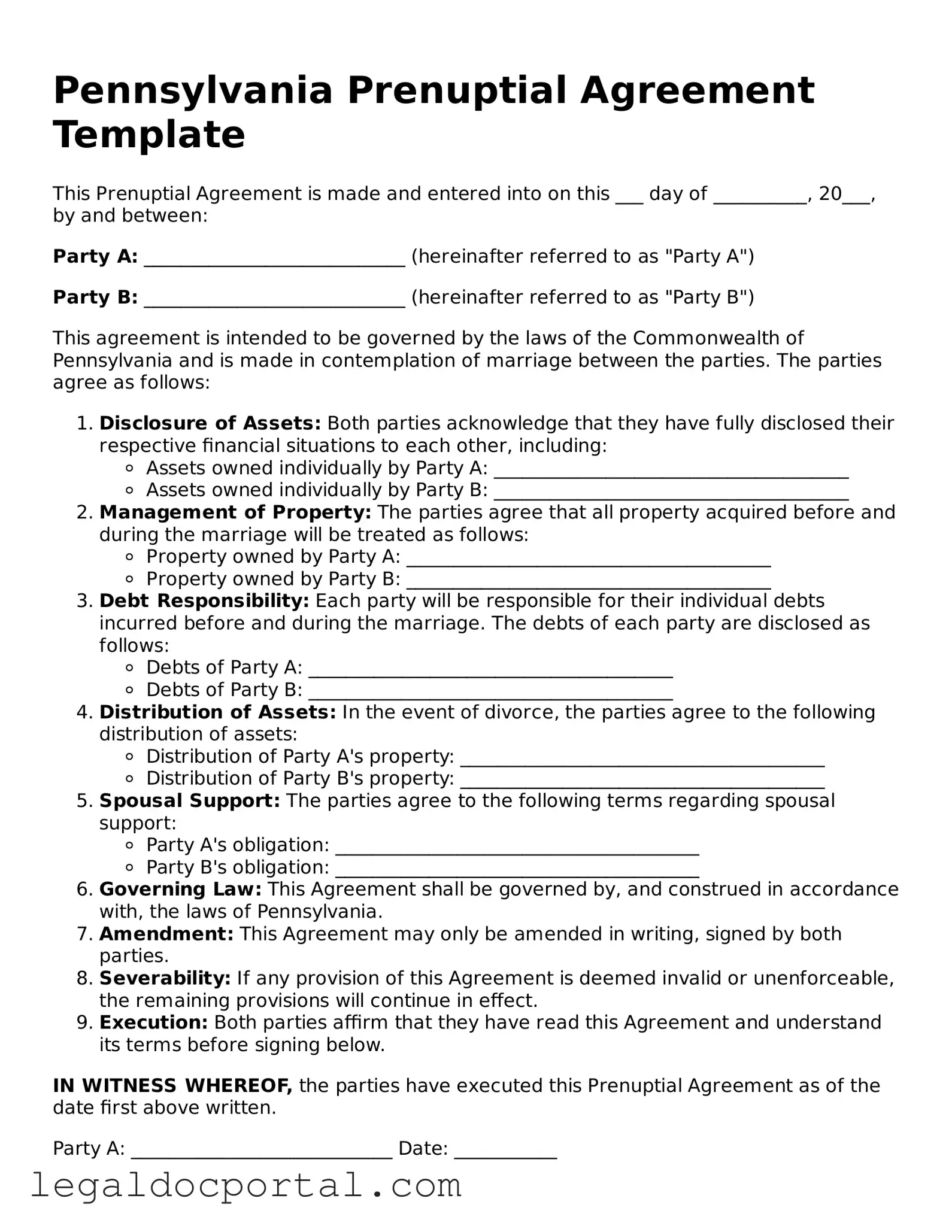 Attorney-Verified Pennsylvania Prenuptial Agreement Form