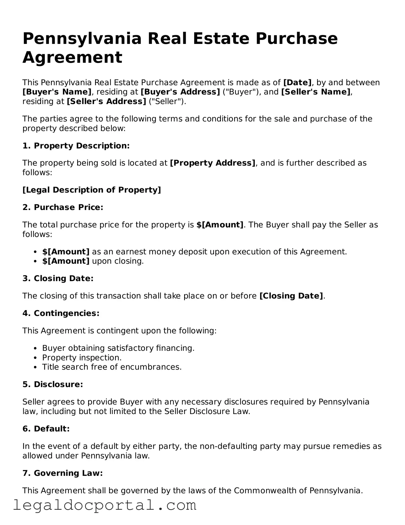 Attorney-Verified Pennsylvania Real Estate Purchase Agreement Form