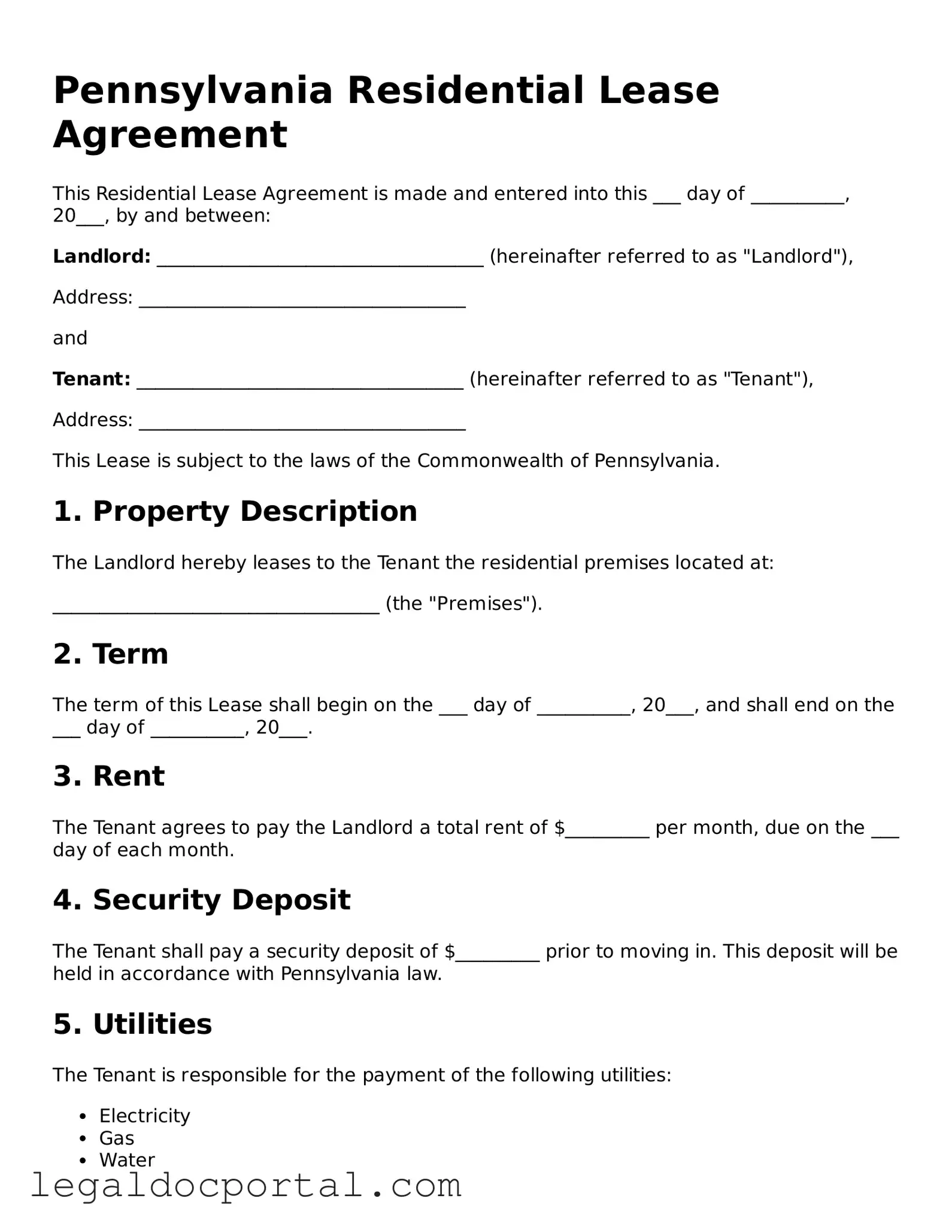 Attorney-Verified Pennsylvania Residential Lease Agreement Form